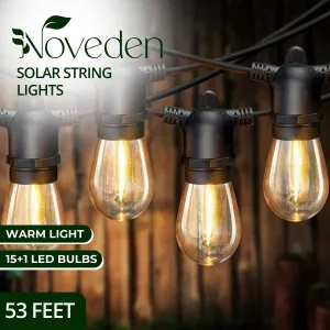 53FT Weatherproof LED String Lights Outdoor Warm White NOVEDEN