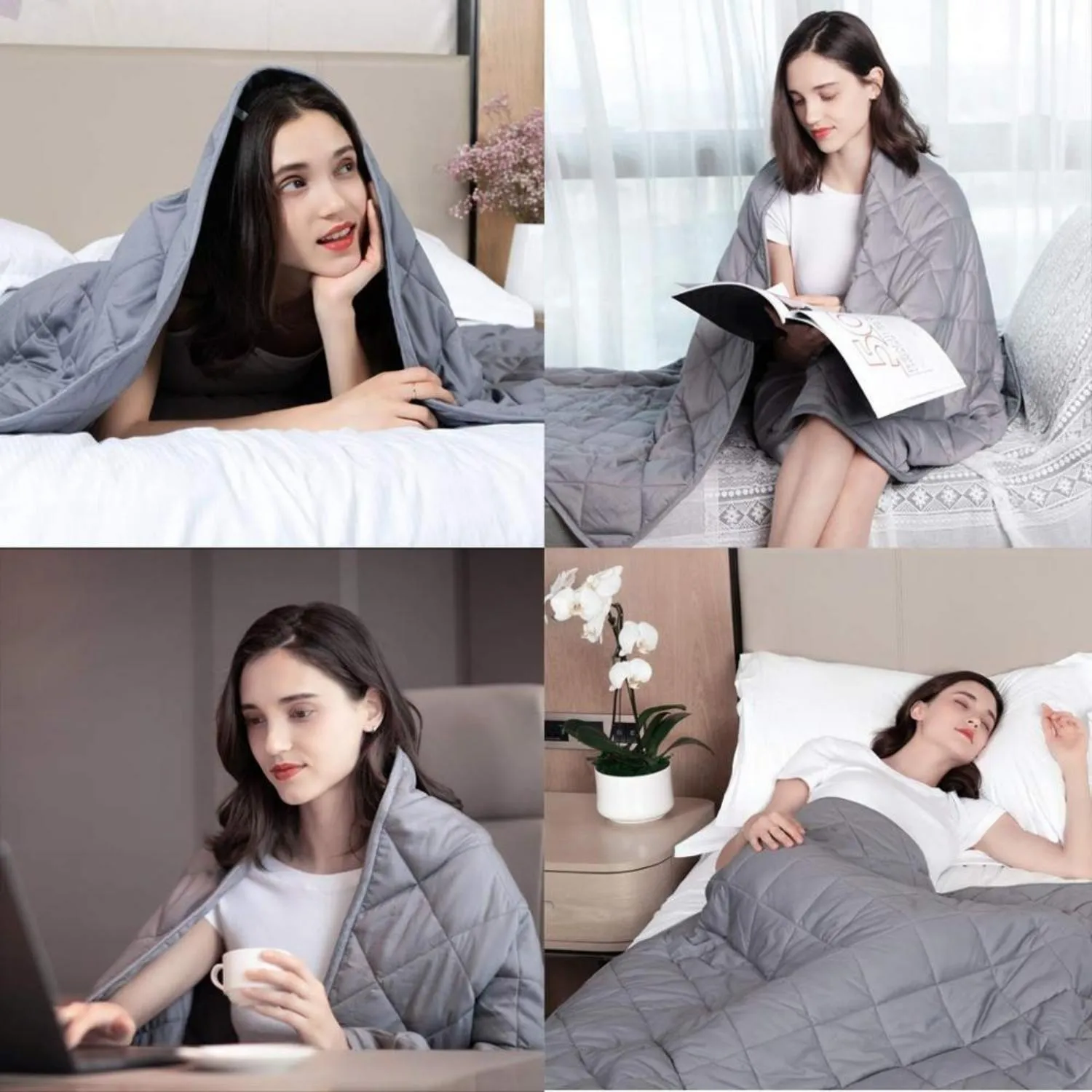 9KG Adults Weighted Blanket Queen Size Light Grey Gominimo