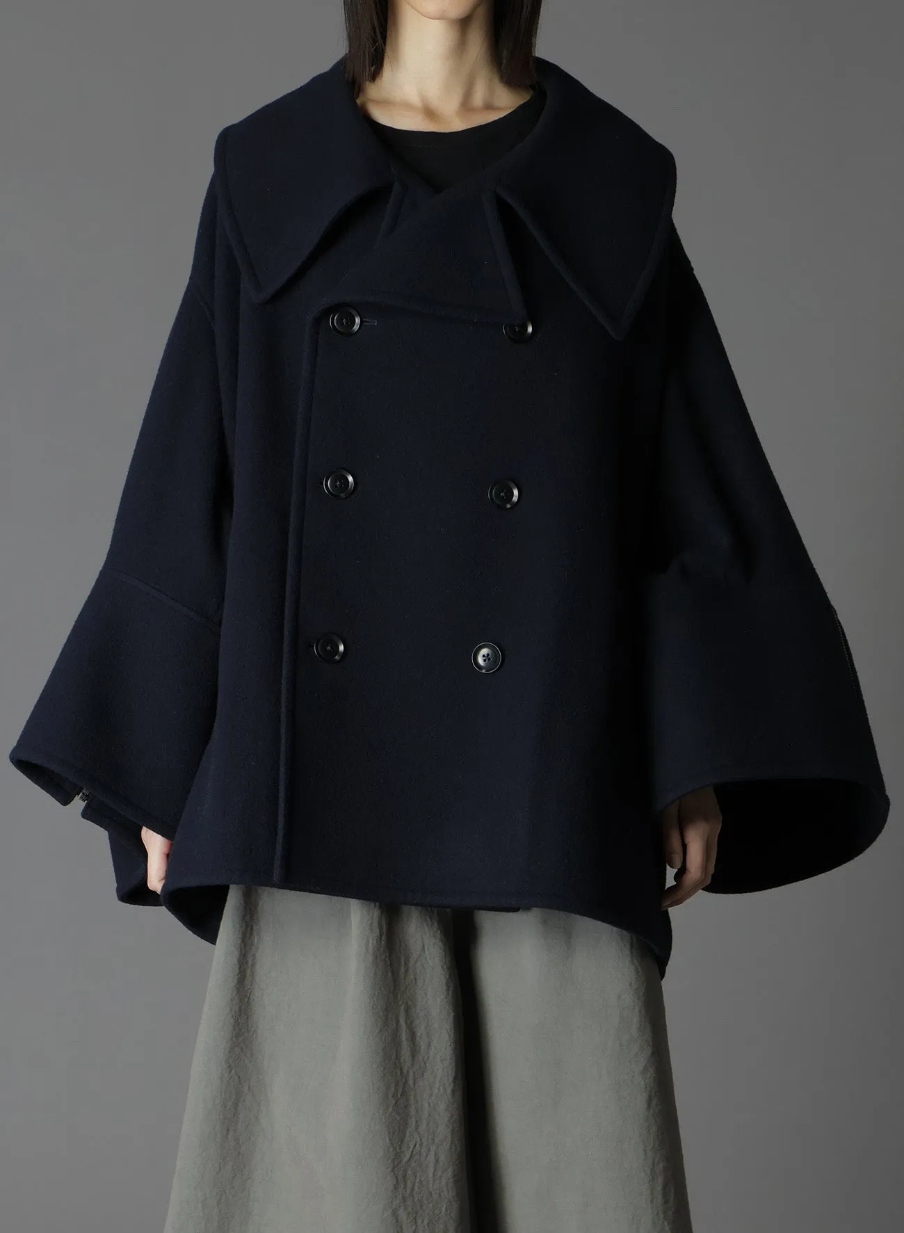 AIRY MOSSER SLEEVE ZIPPER COAT