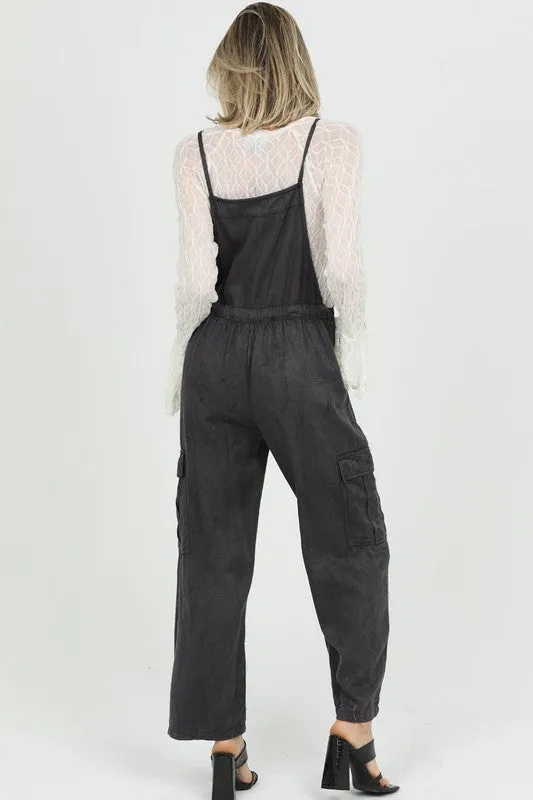 ANG113 - BLACK CARGO OVERALLS