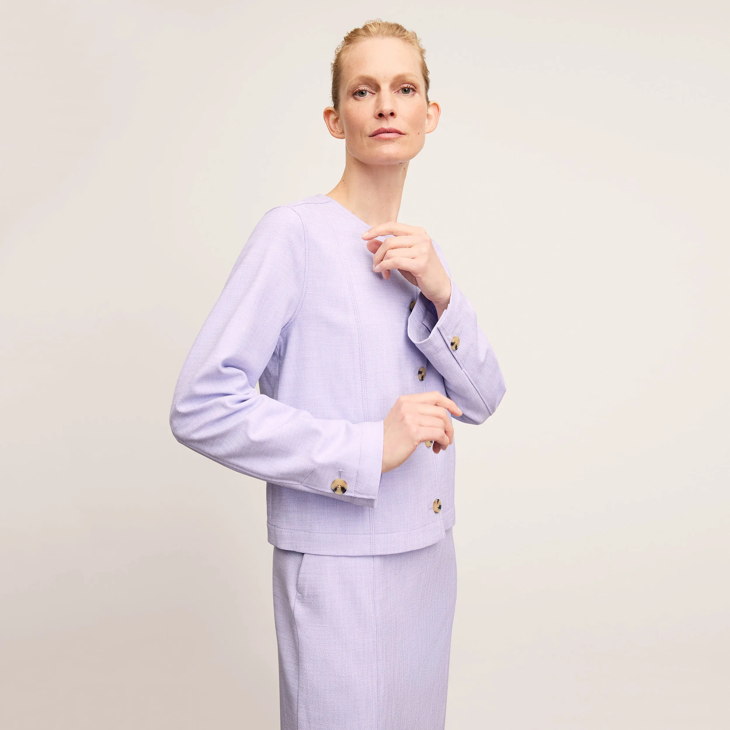 Aniya Jacket - Stretch Tweed :: Lilac/Ivory