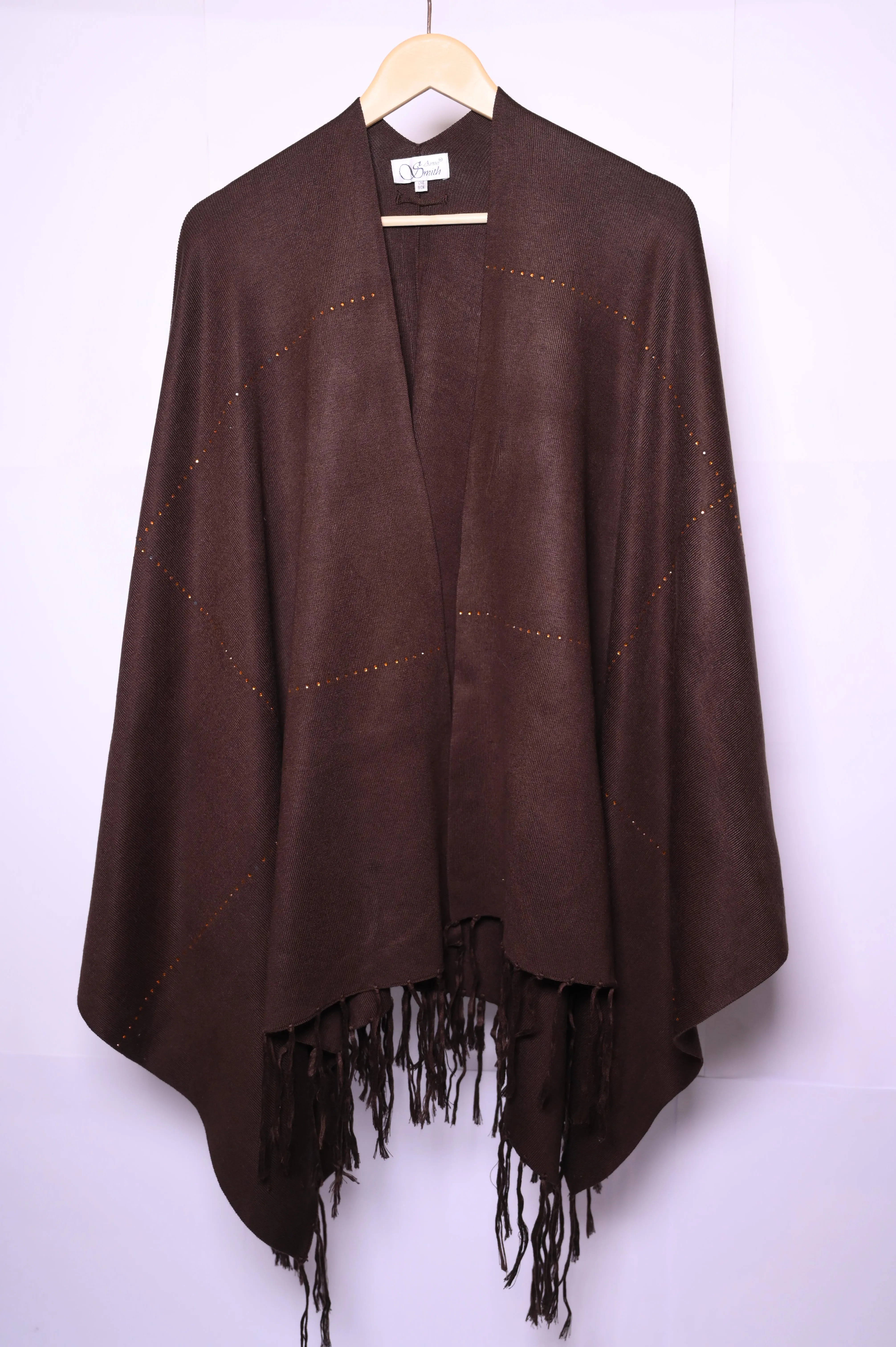 Anne Smith Brown Winter Cape with Orange Rhinestones