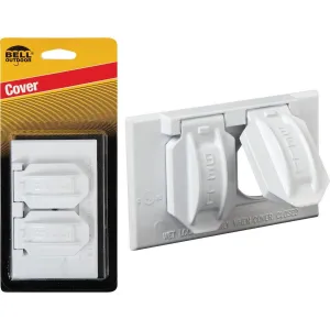 Bell Horizontal Duplex Aluminum White Weatherproof Outdoor Outlet Cover