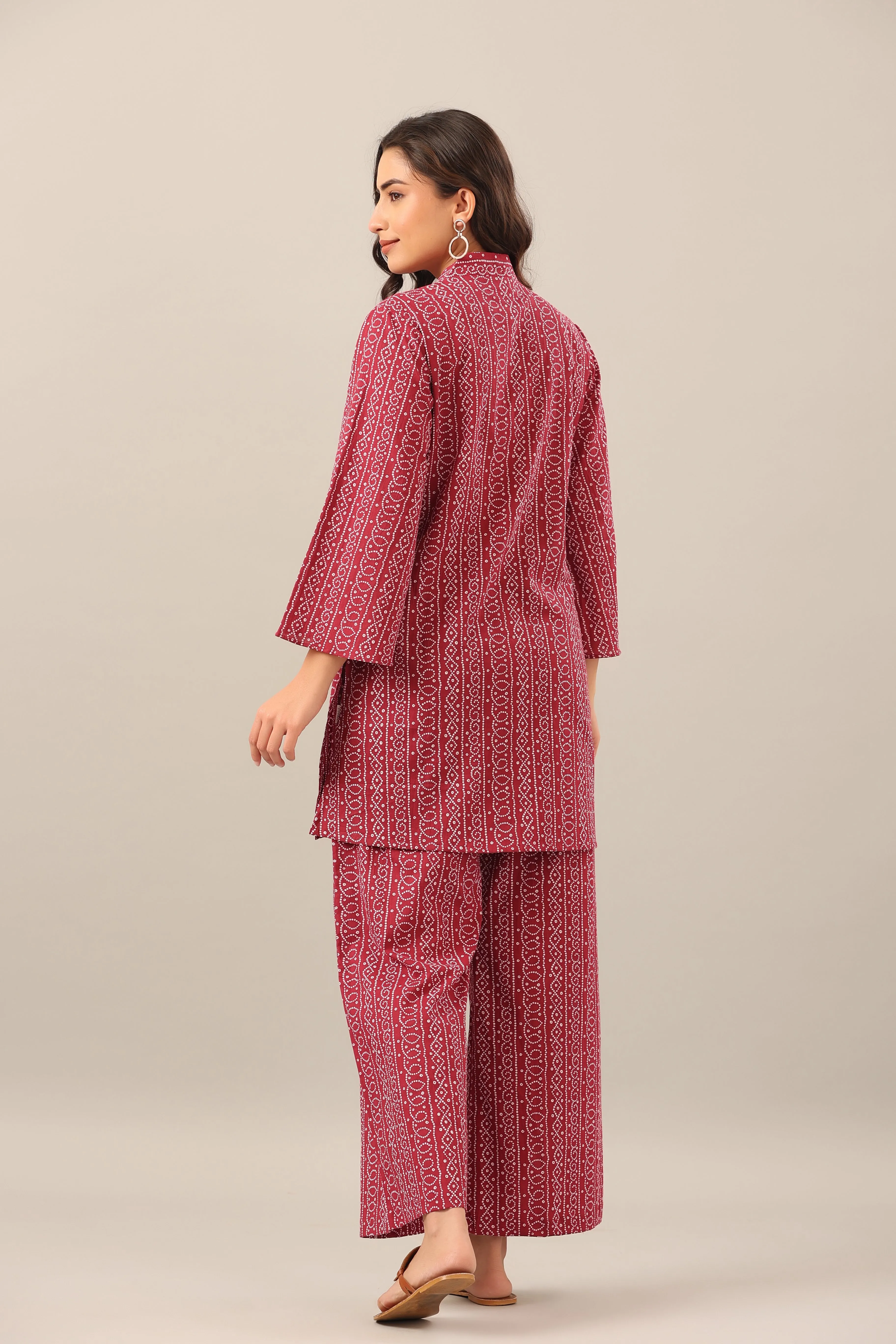 Bhandej  on Maroon Palazzo Loungewear Set