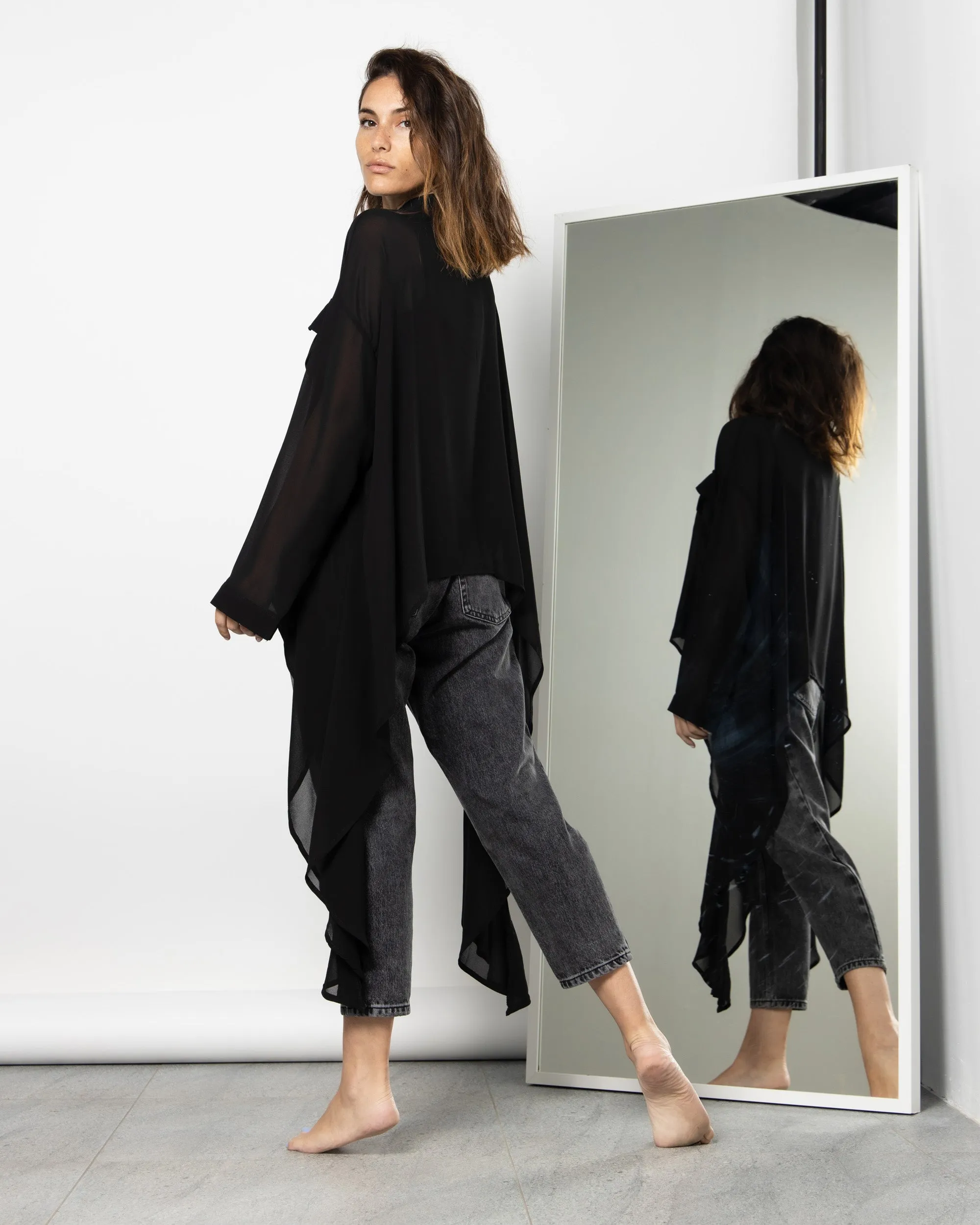 BUTTONED LONG SIDES SHIRT 1408 - قميص