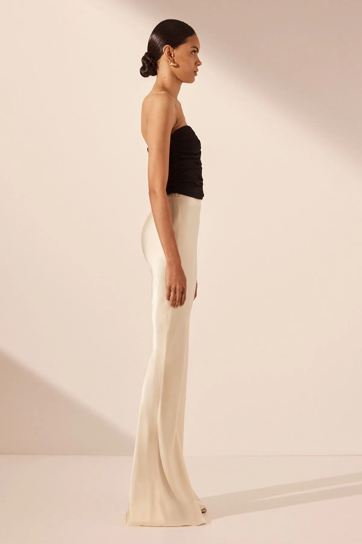 CAMILLE BIAS CUT FLARED PANT - CREAM