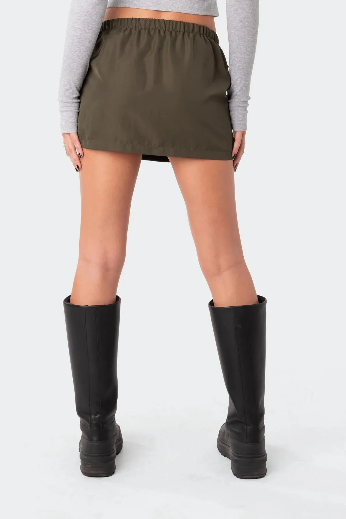 Casual Solid Cargo Skirt