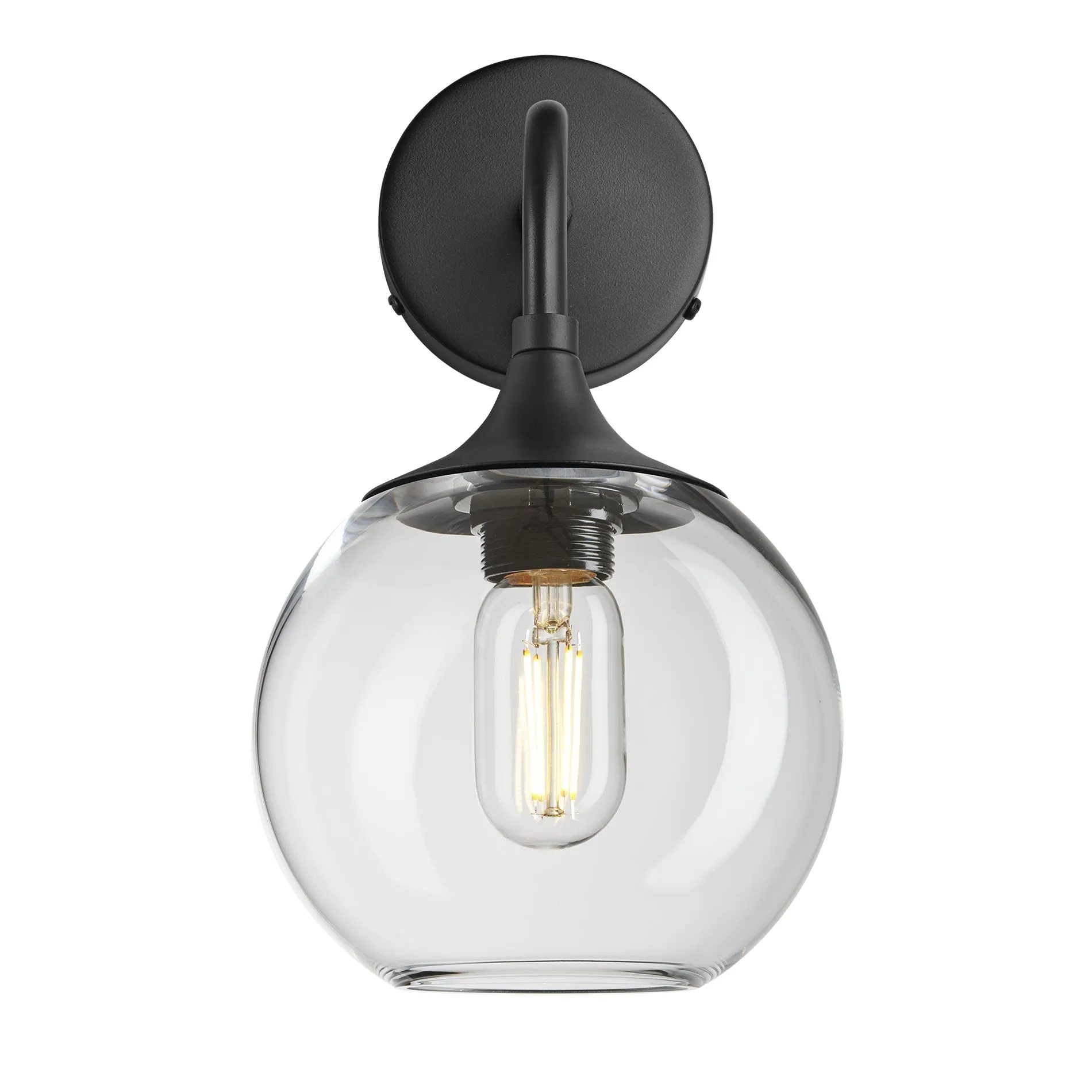 Chelsea Glass Globe Wall Light - 7 Inch - Clear