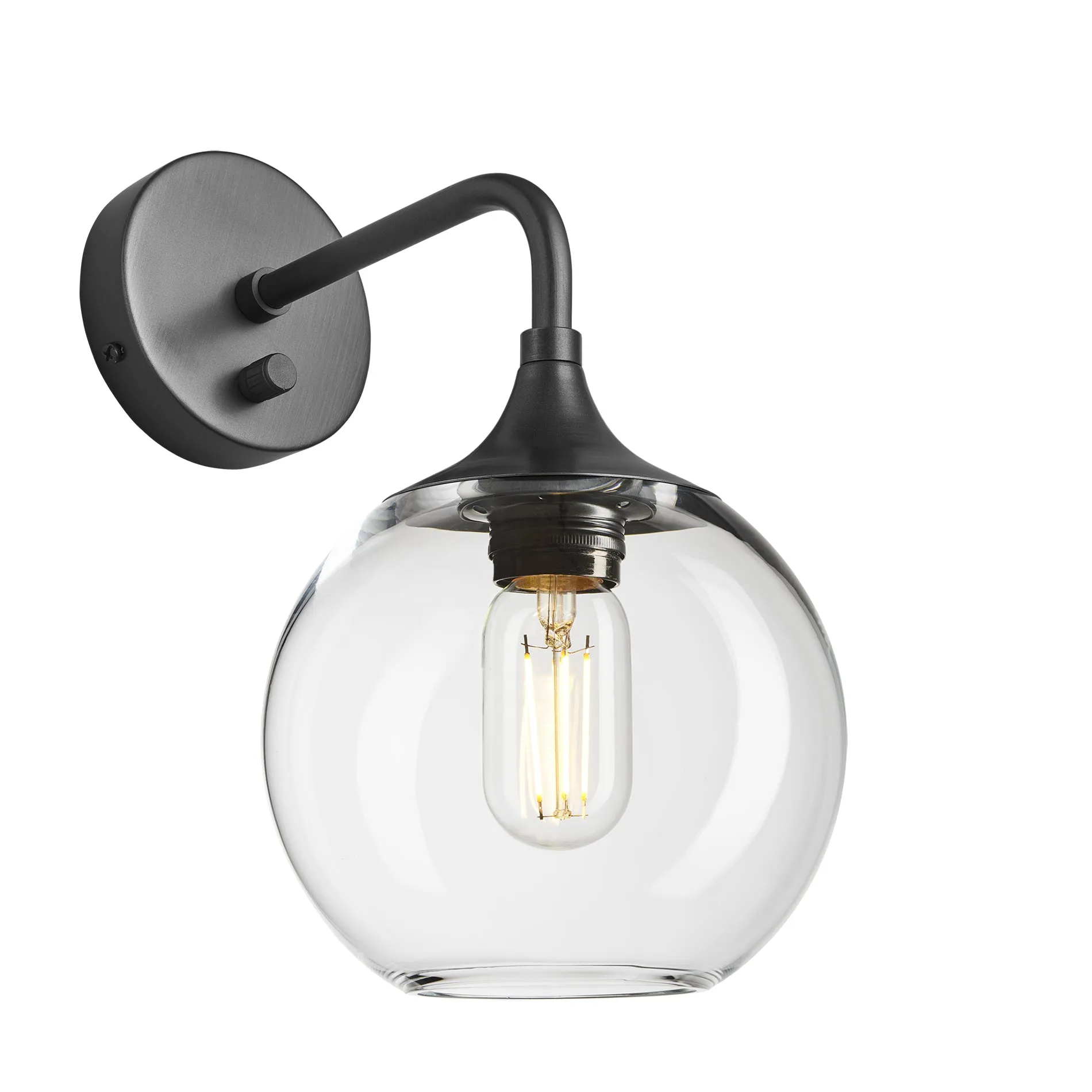 Chelsea Glass Globe Wall Light - 7 Inch - Clear