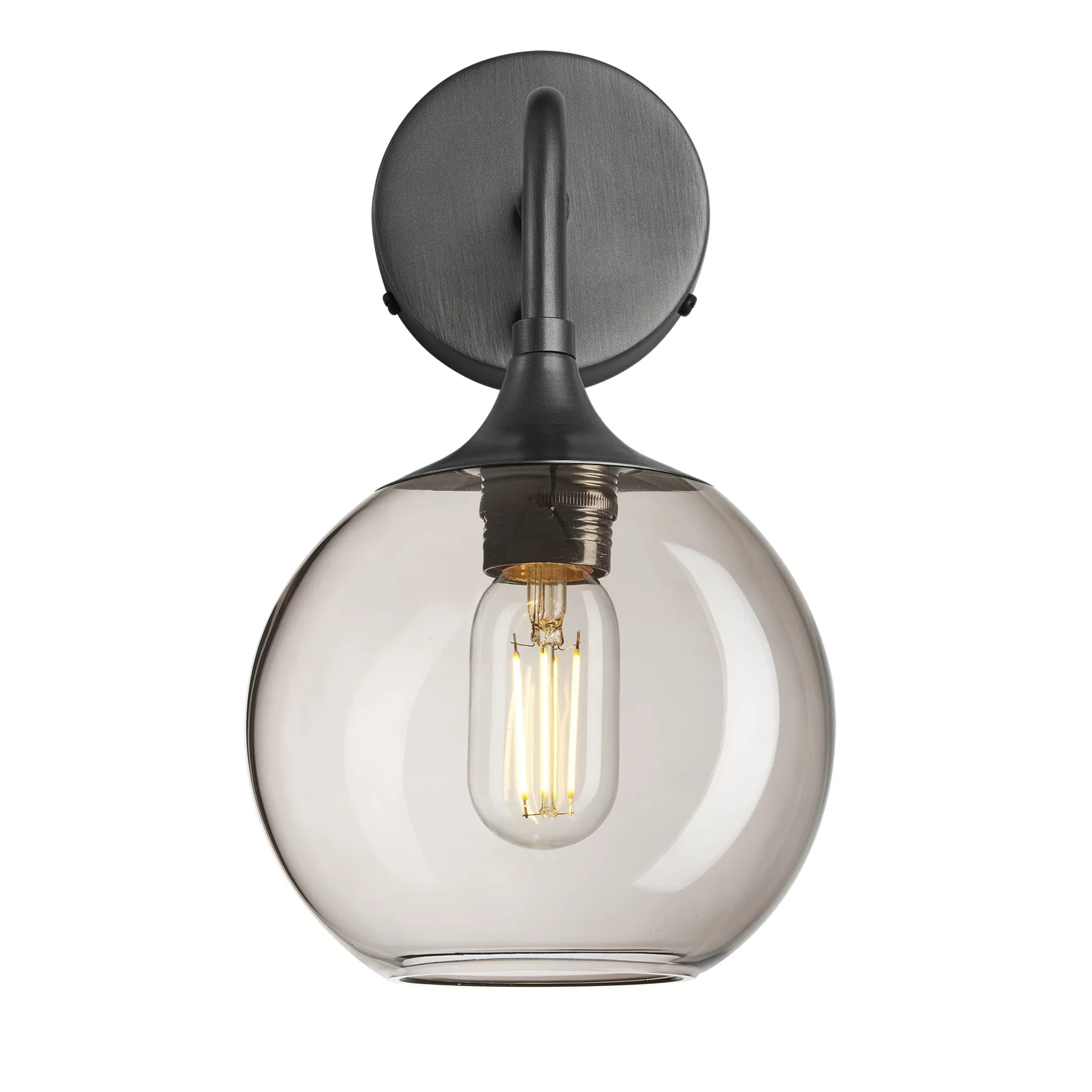 Chelsea Smoked Glass Globe Wall Light - 7 Inch - Mocha