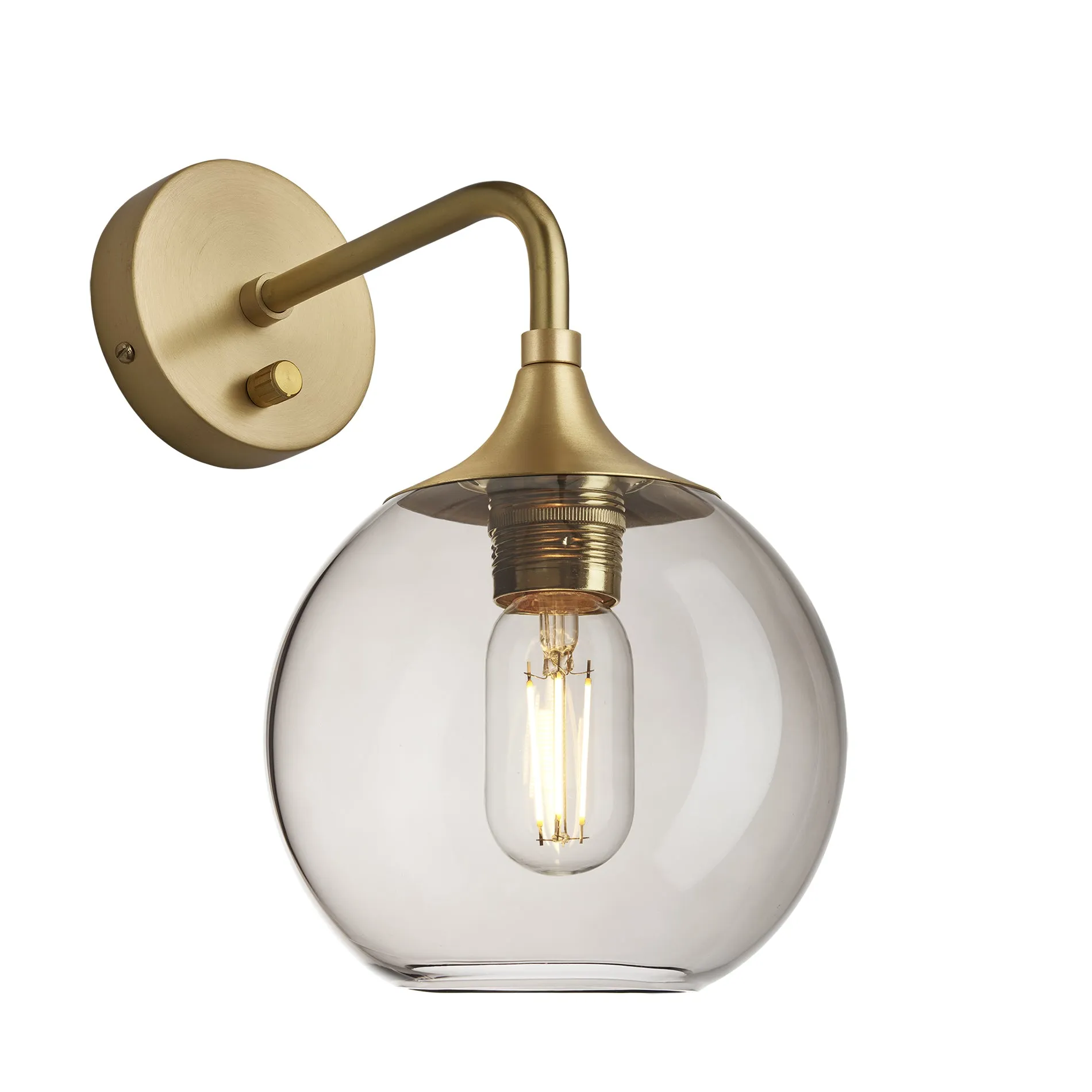 Chelsea Smoked Glass Globe Wall Light - 7 Inch - Mocha