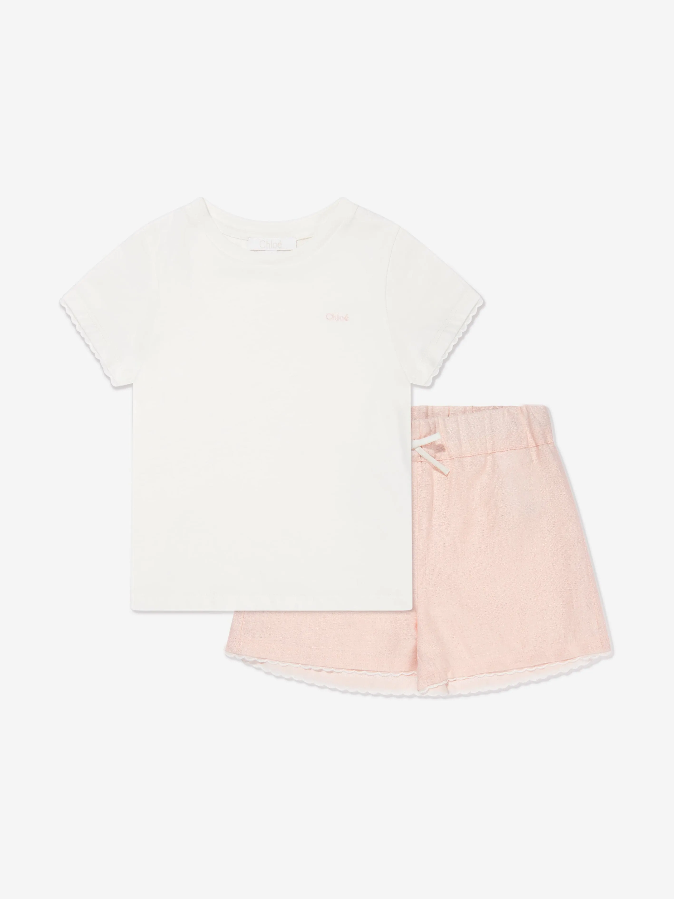 Chloé Girls Organic Cotton Short Pyjama Set in Pink