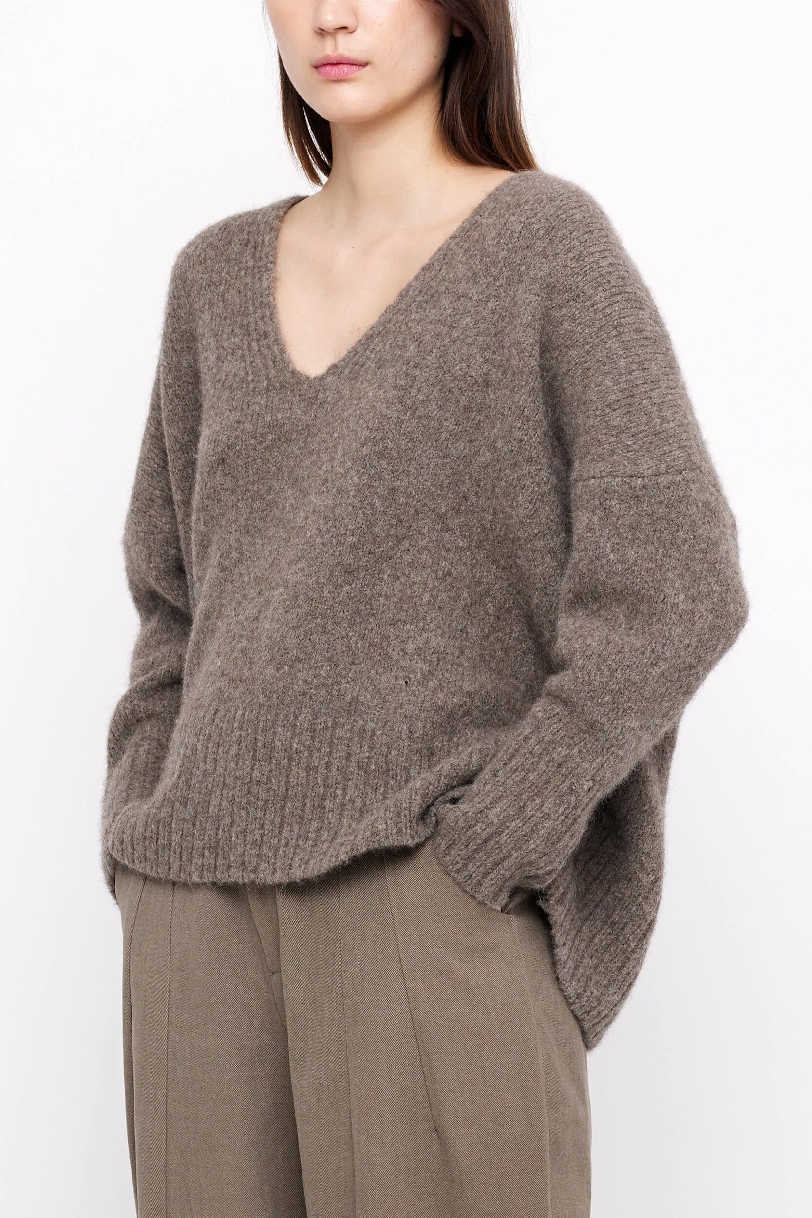 Chunky Umber V-Neck Sweater