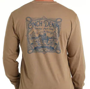 Cinch Men's "Ranching Ain't Easy" Long Sleeve T-Shirt in Khaki