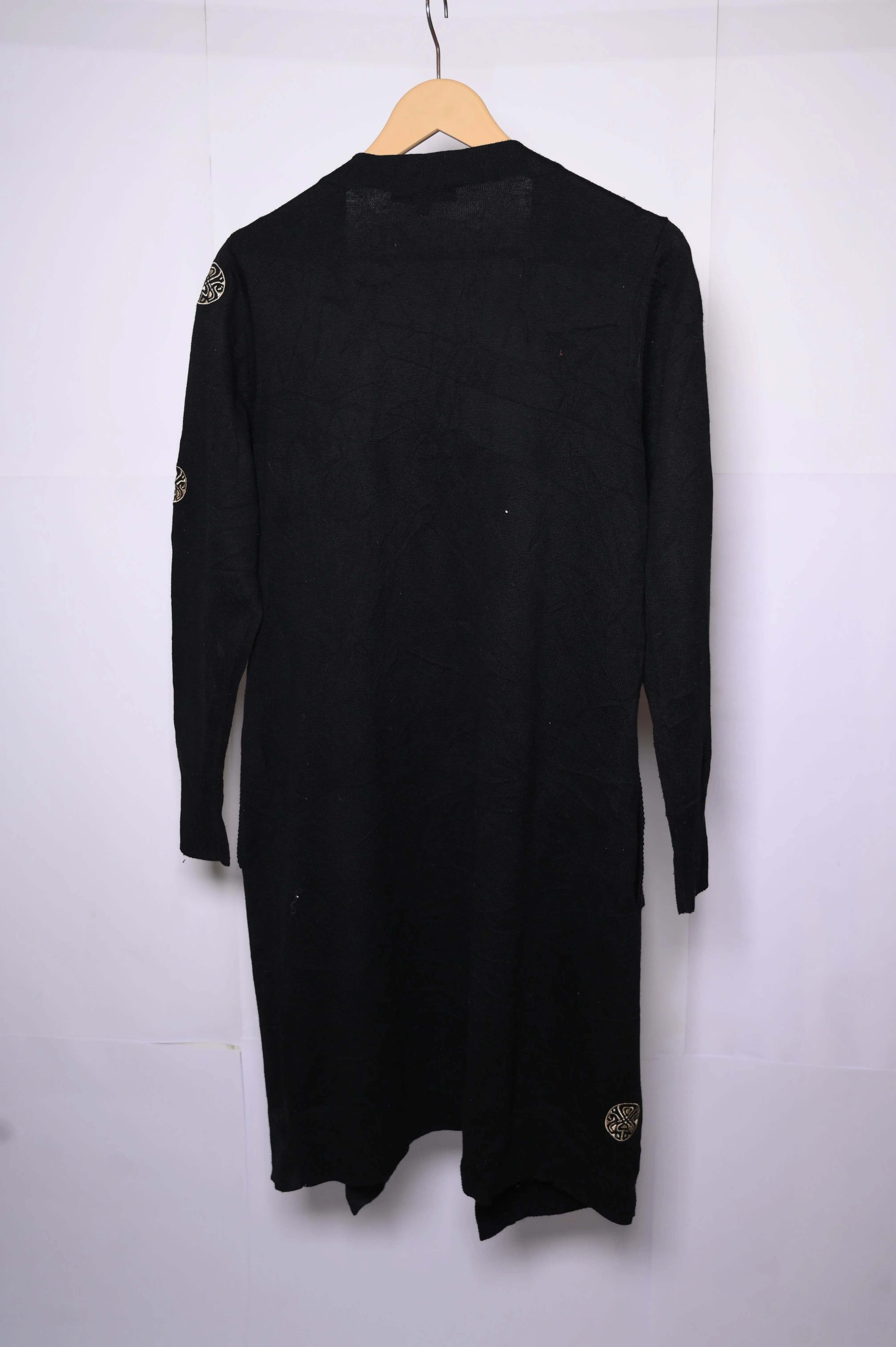 Circle Design Black Polyester Shrug