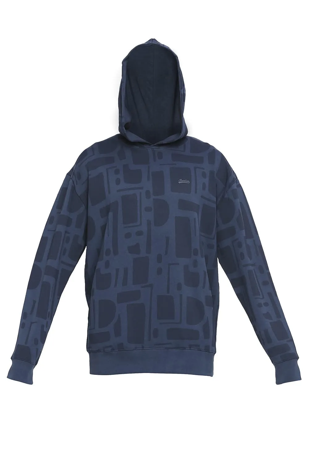 Comfort Fit Cotton Non Brushed Fleece Printed Hood Pullover Sweatshirt