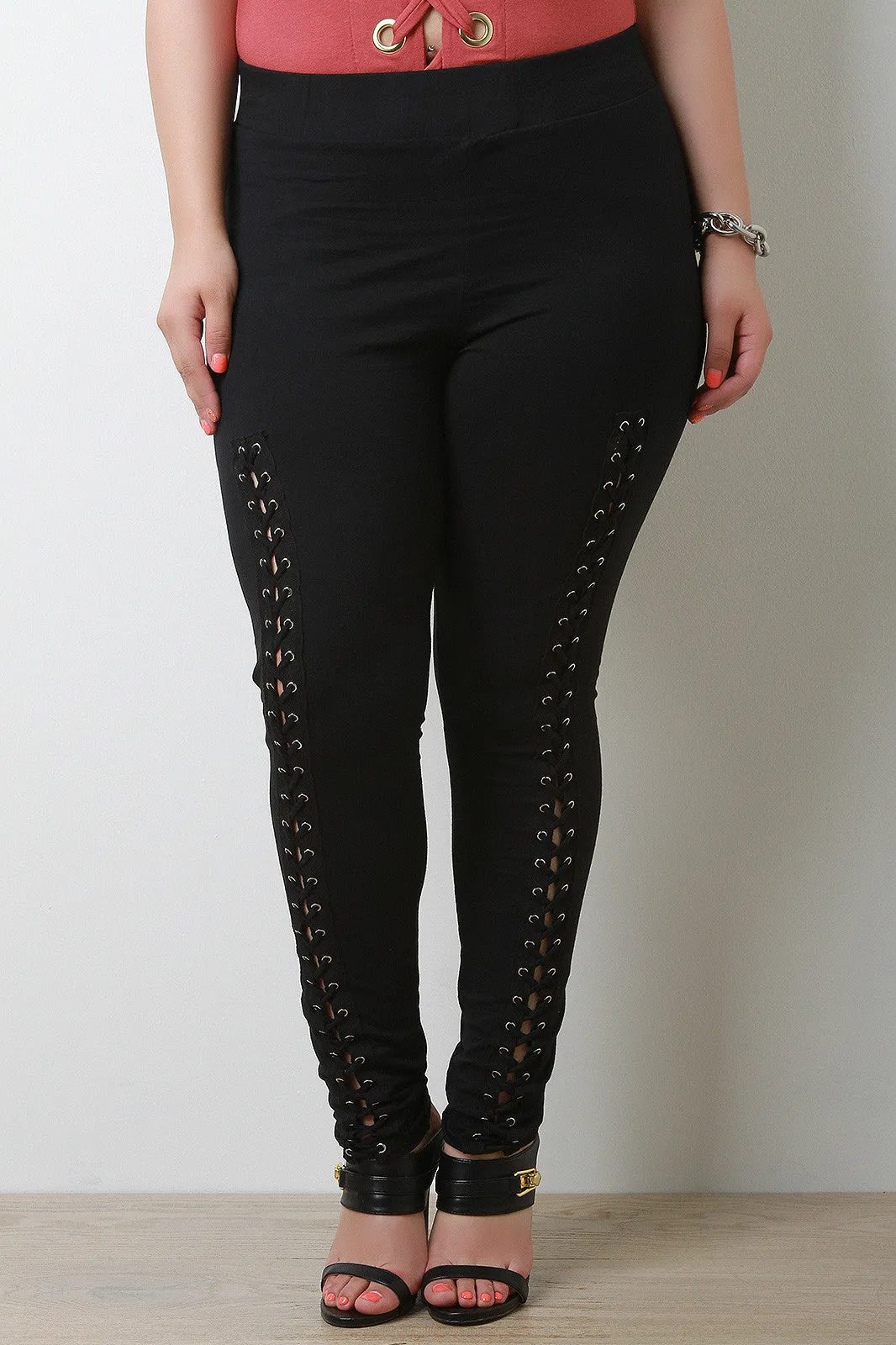 Corset Lace-Up High Waisted Pants