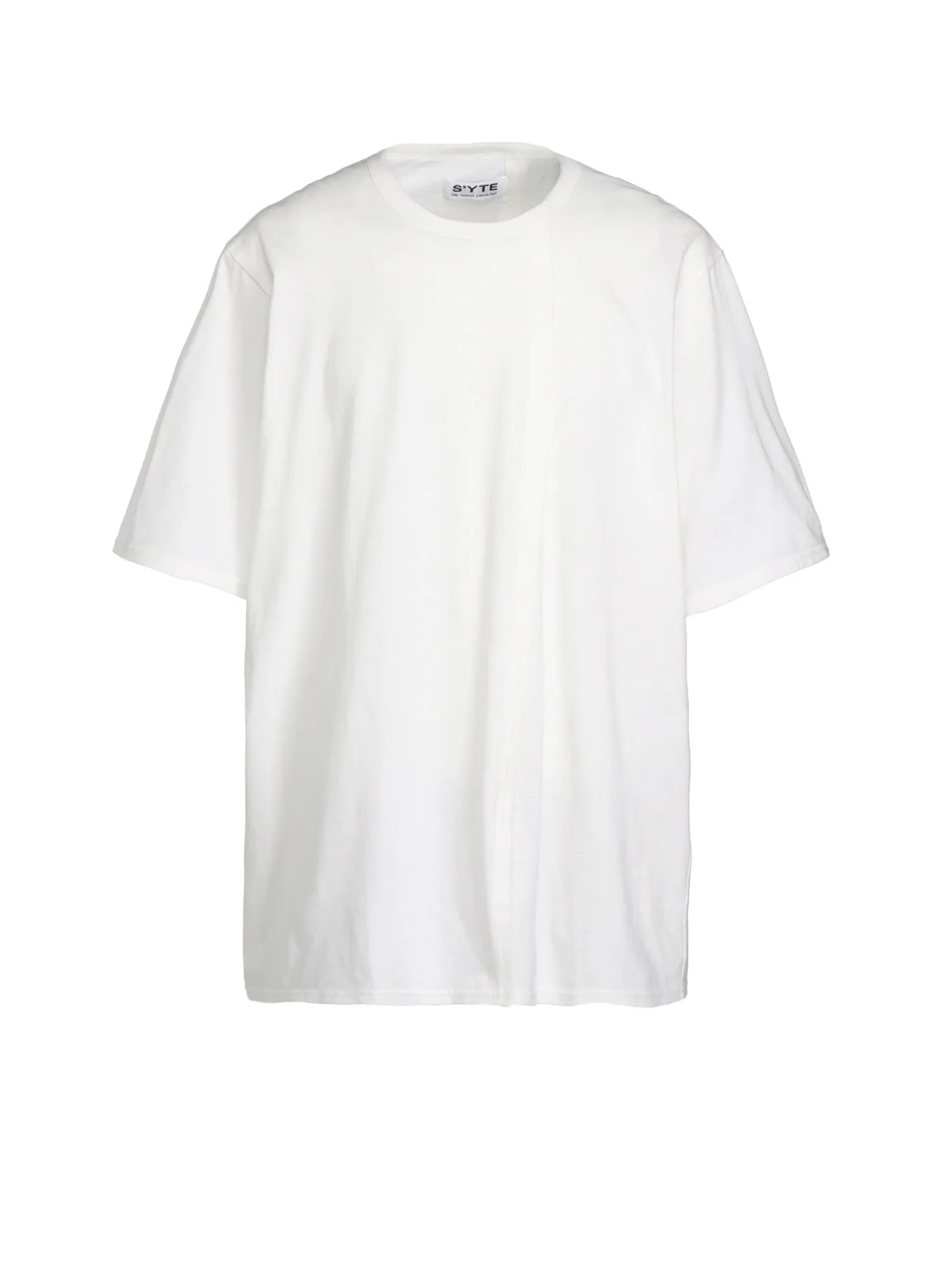 COTTON JERSEY VERTICALLY GRAFTED T-SHIRT WITH HEM SLITS