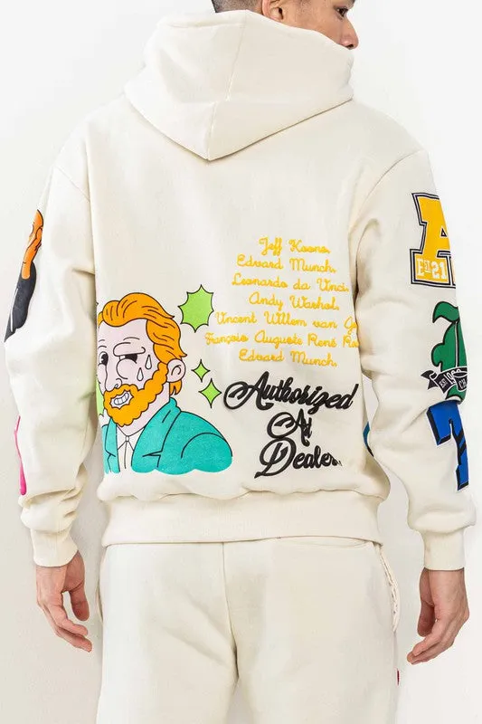 Cream Art Dealer Graphic Hoodie