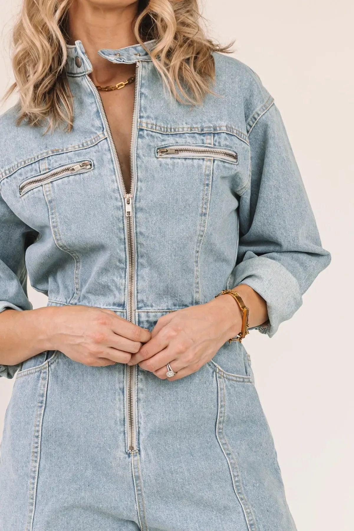 Denim Dreamland Blue Denim Romper - Final Sale