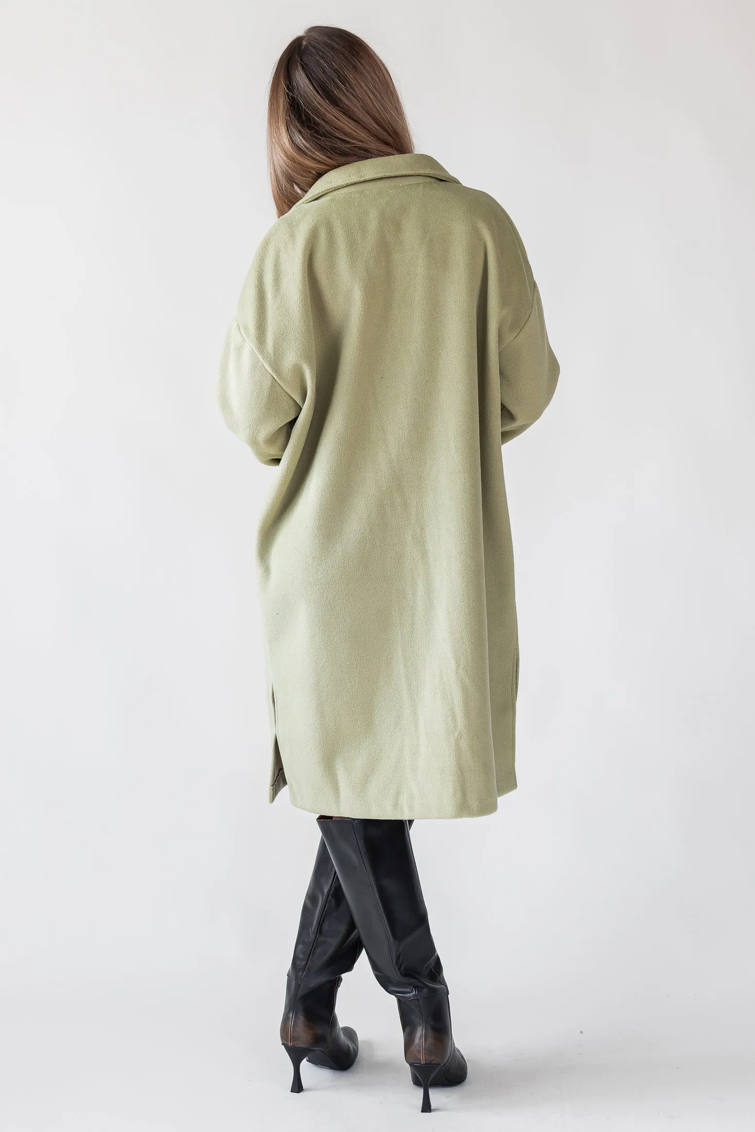 Dionne Green Buttoned Long Coat