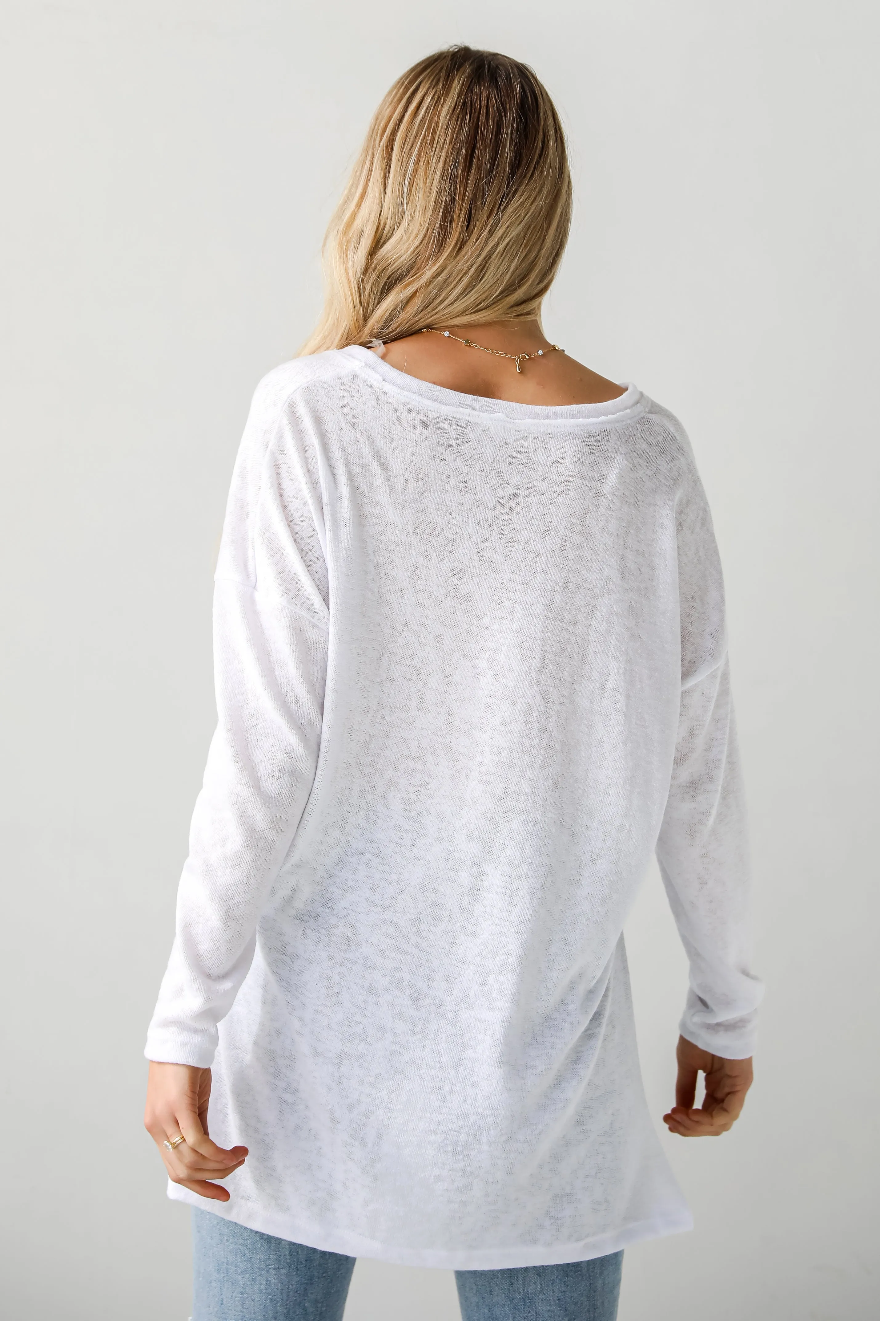 FINAL SALE - Haley White Long Sleeve Knit Top - DU DEAL