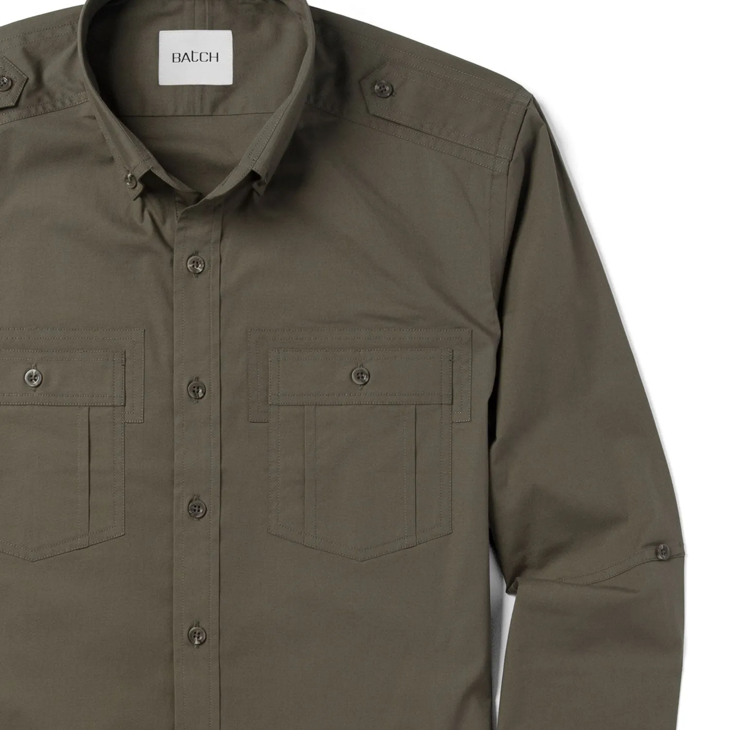 Finisher Utility Shirt – Fatigue Green Stretch Cotton Poplin