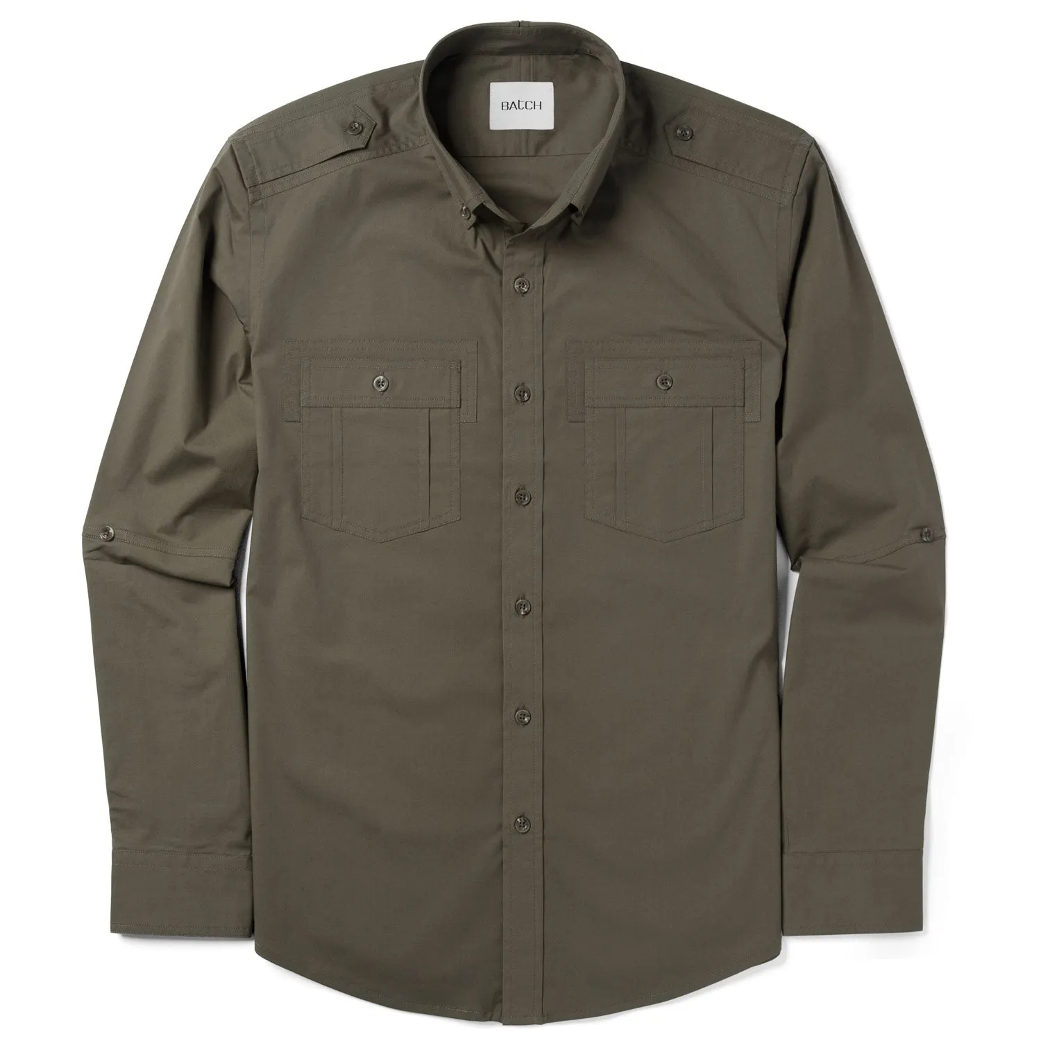 Finisher Utility Shirt – Fatigue Green Stretch Cotton Poplin