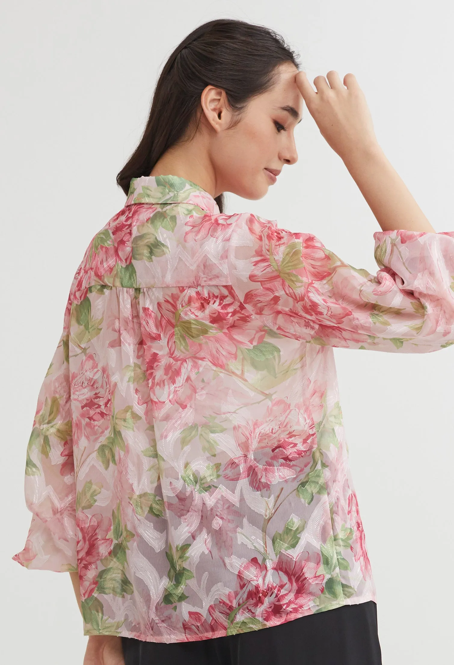 Floral Shimmer Chiffon Blouse