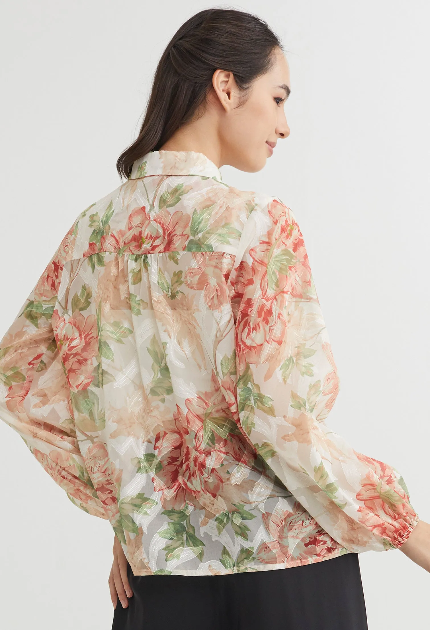 Floral Shimmer Chiffon Blouse