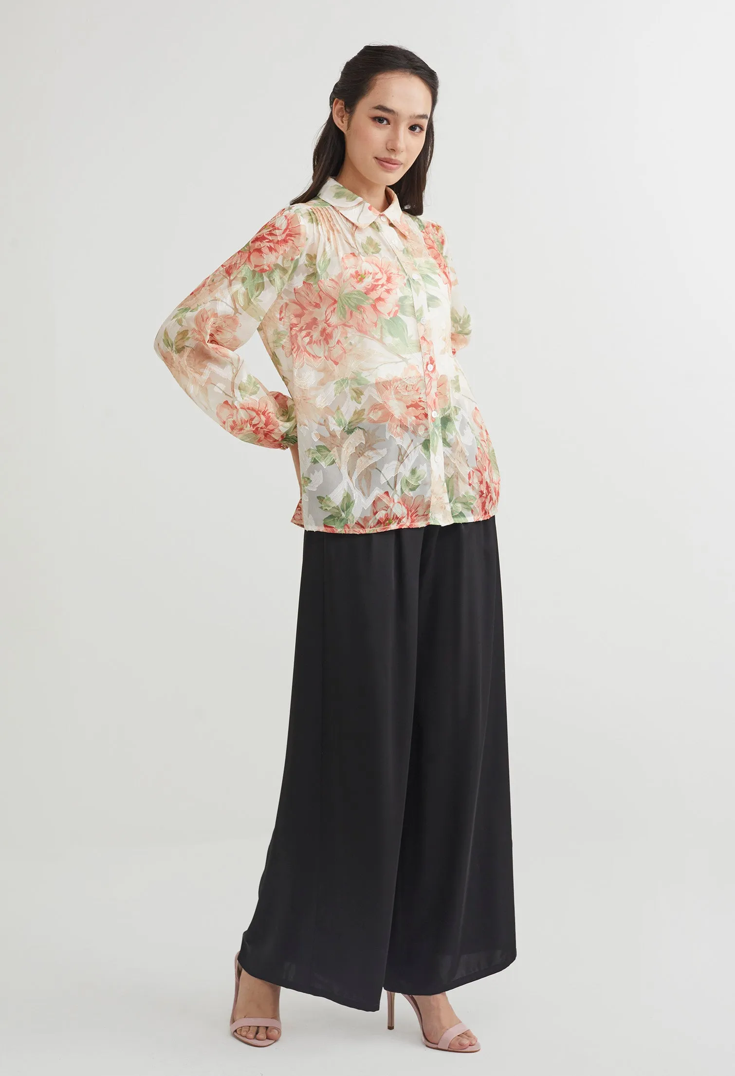 Floral Shimmer Chiffon Blouse