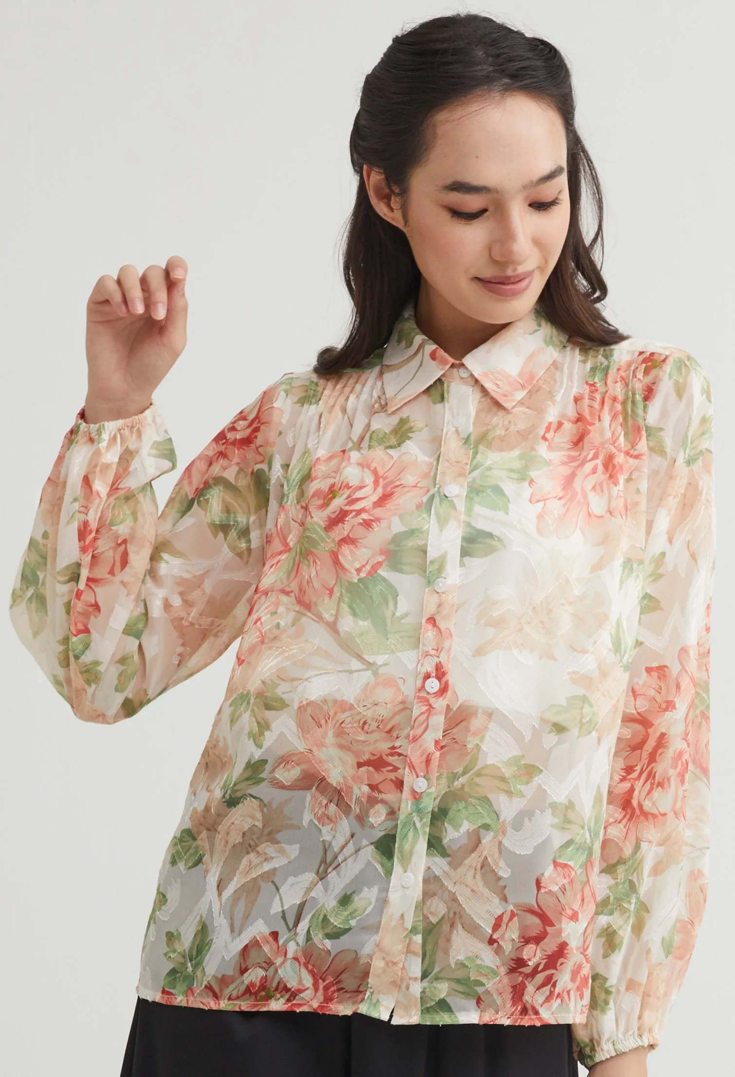 Floral Shimmer Chiffon Blouse