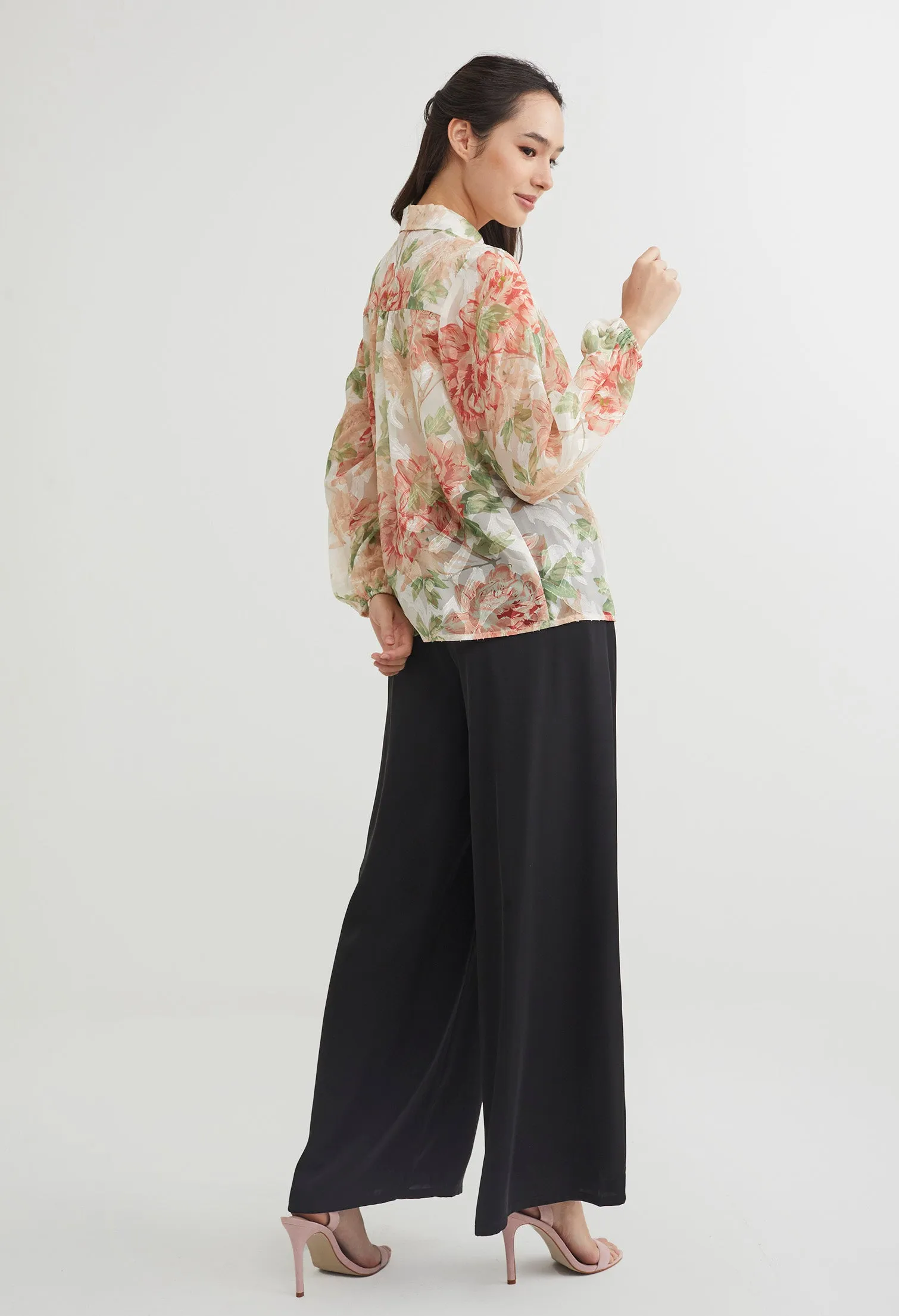 Floral Shimmer Chiffon Blouse