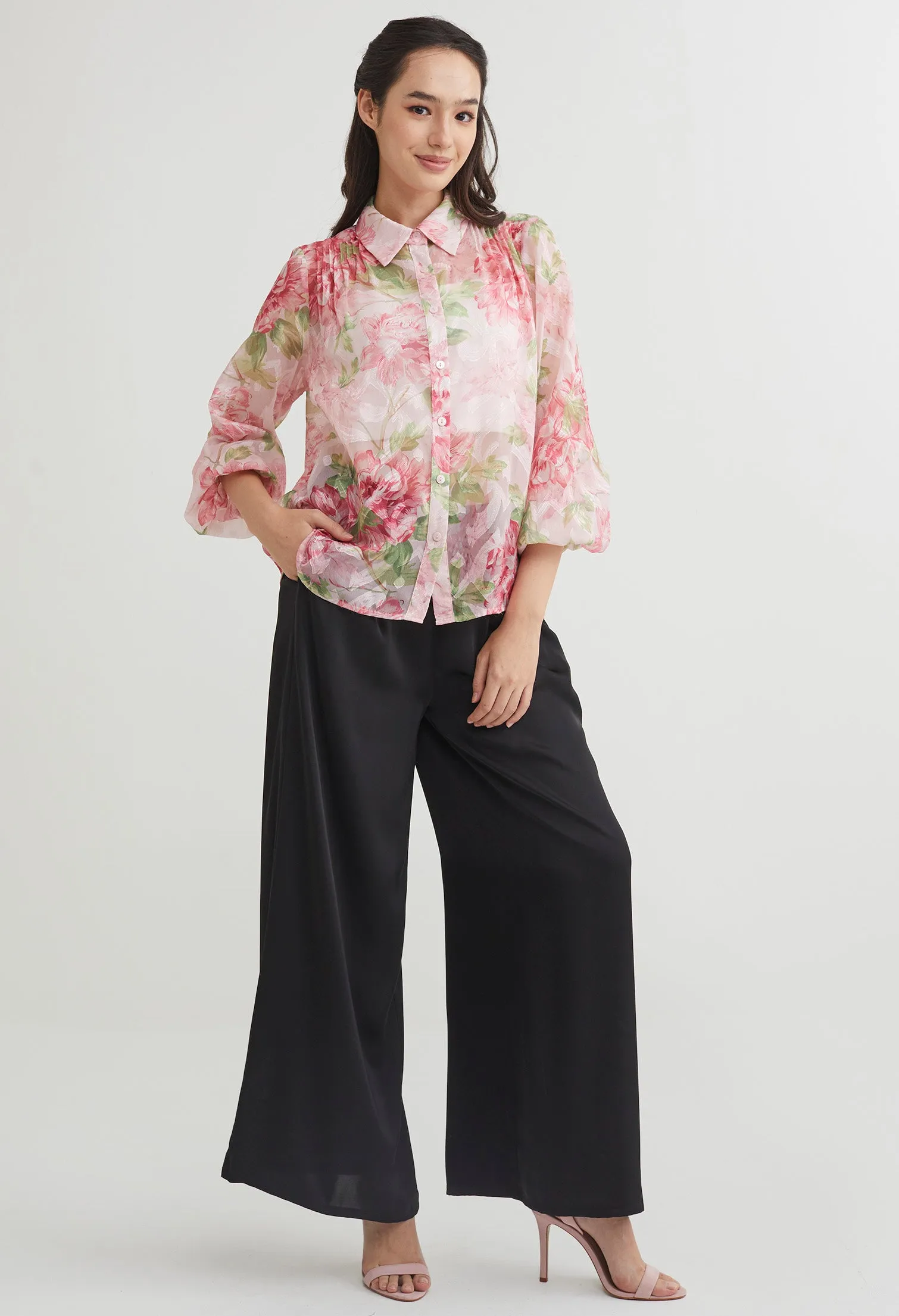 Floral Shimmer Chiffon Blouse