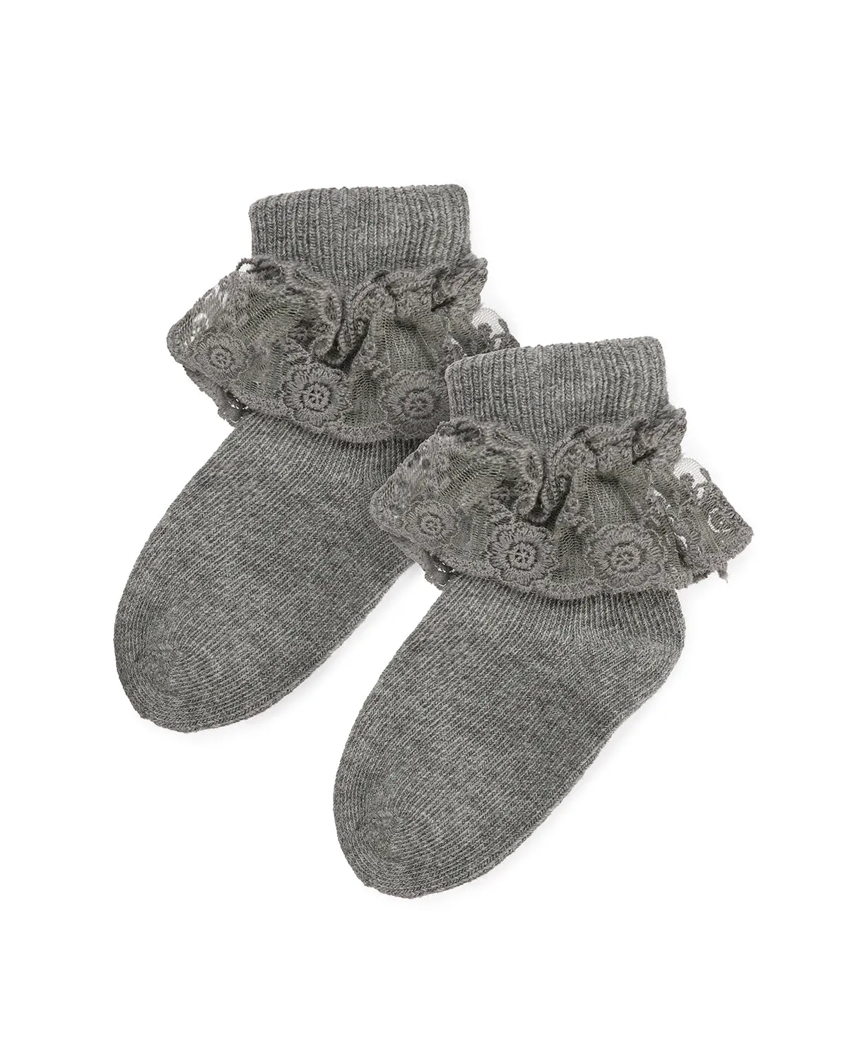 Girls' Layered Lace Cotton Blend Anklet Socks