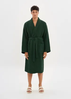 Green Waffle Unisex Relaxed Fit Bathrobe - House Babylon