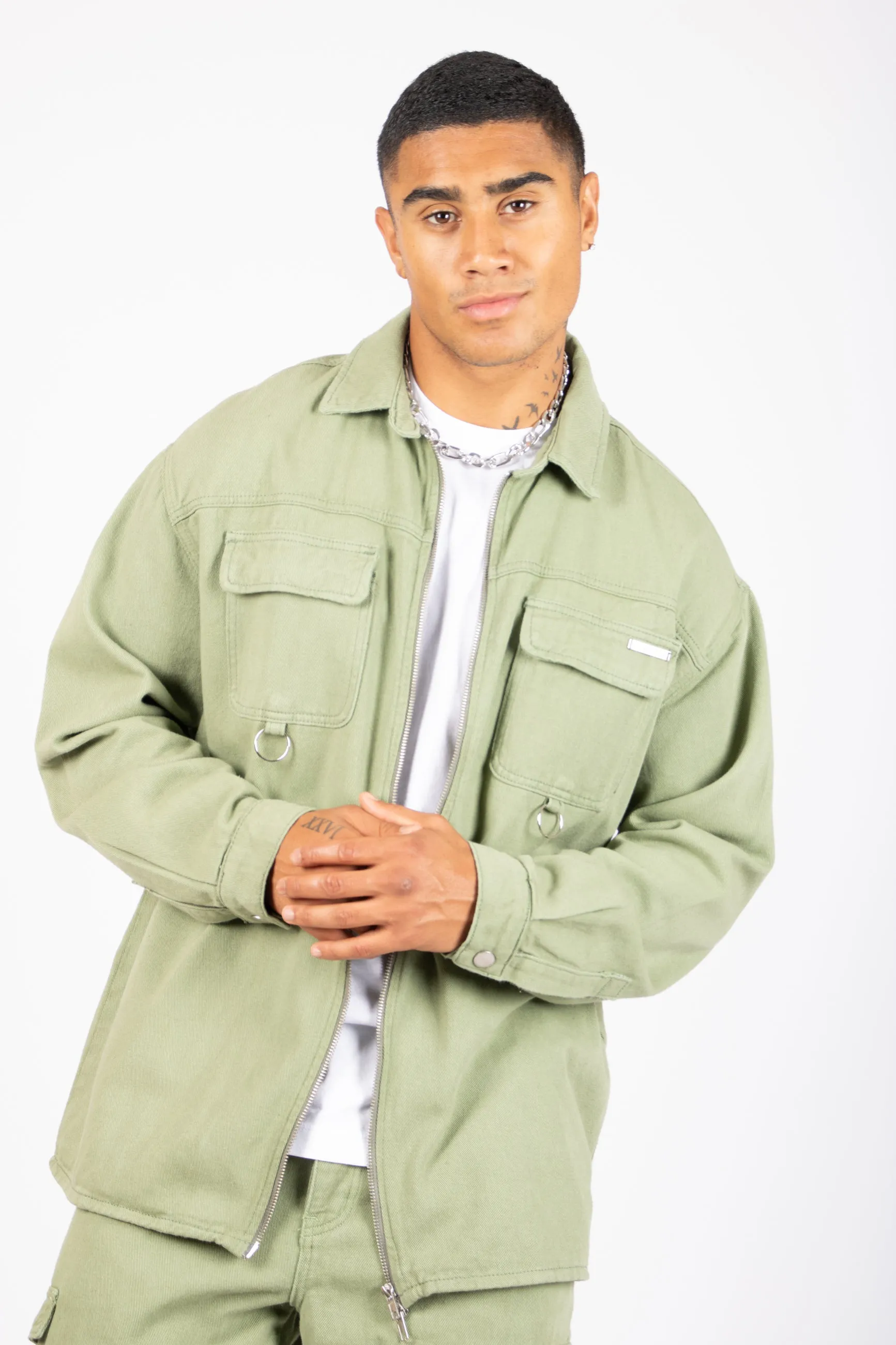 Khaki Relaxed Utility Shirt