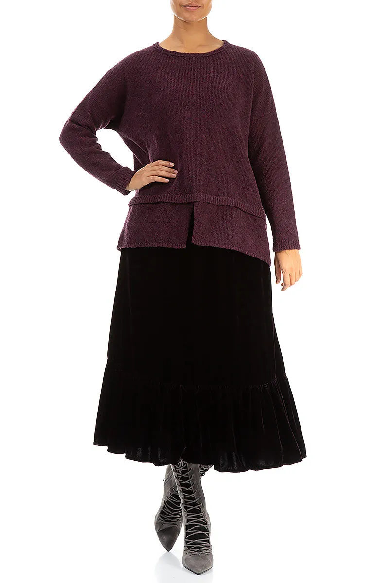 Layered Hem Mulberry Wool Sweater