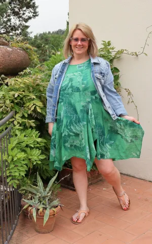 Leaf Print Cheesecloth Tunic | Green