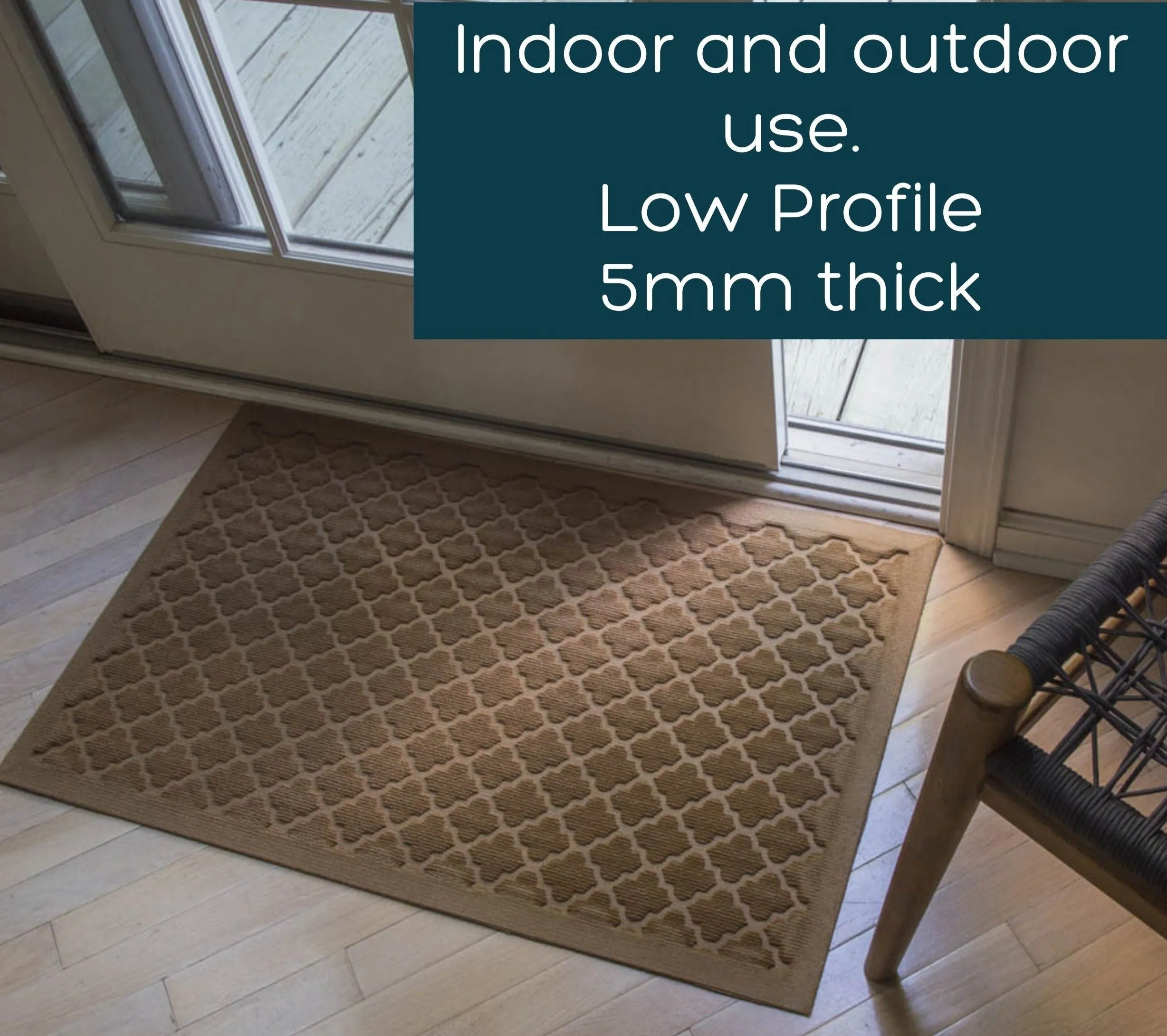 Low Profile Weatherproof Doormat - Tan 22" x 35"