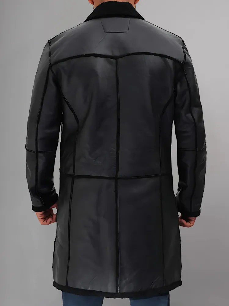 Men’s Real Leather Black Shearling Winter Coat