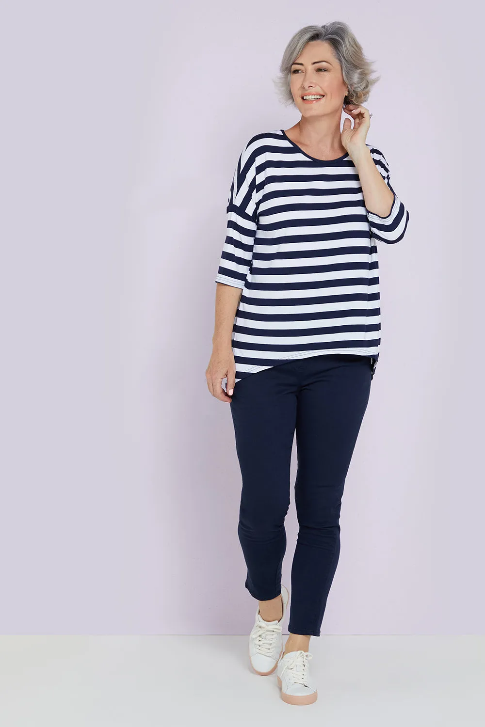 Montmartre Bamboo Top - Navy/White