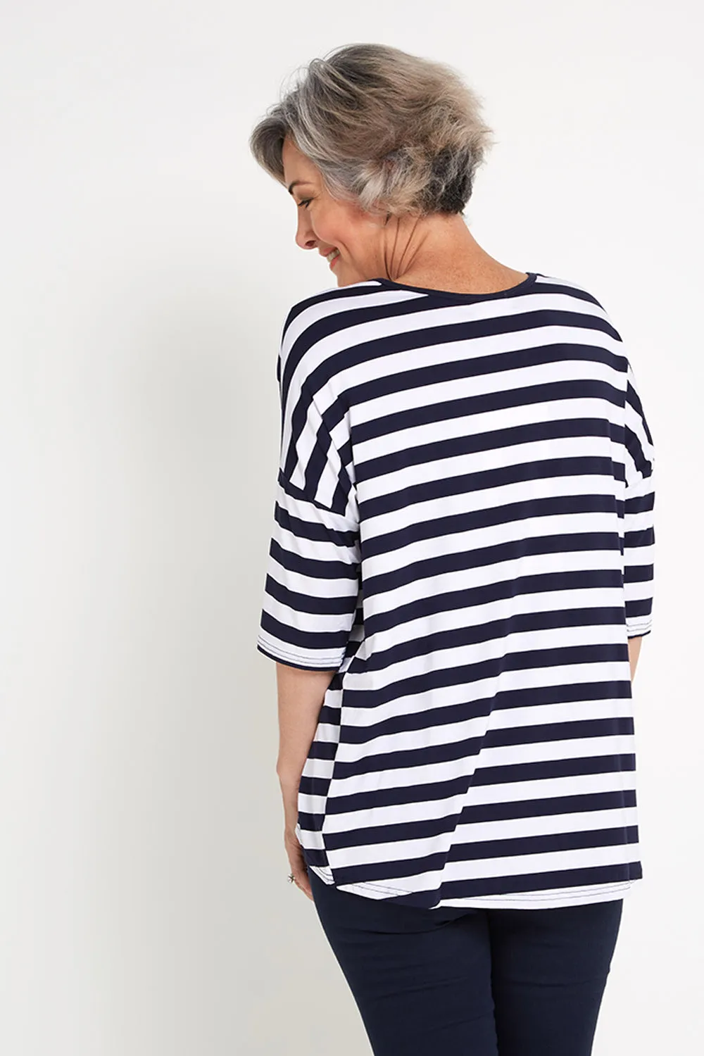 Montmartre Bamboo Top - Navy/White