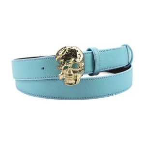 Narrow Turq Novak Style Crystal Skull Belt