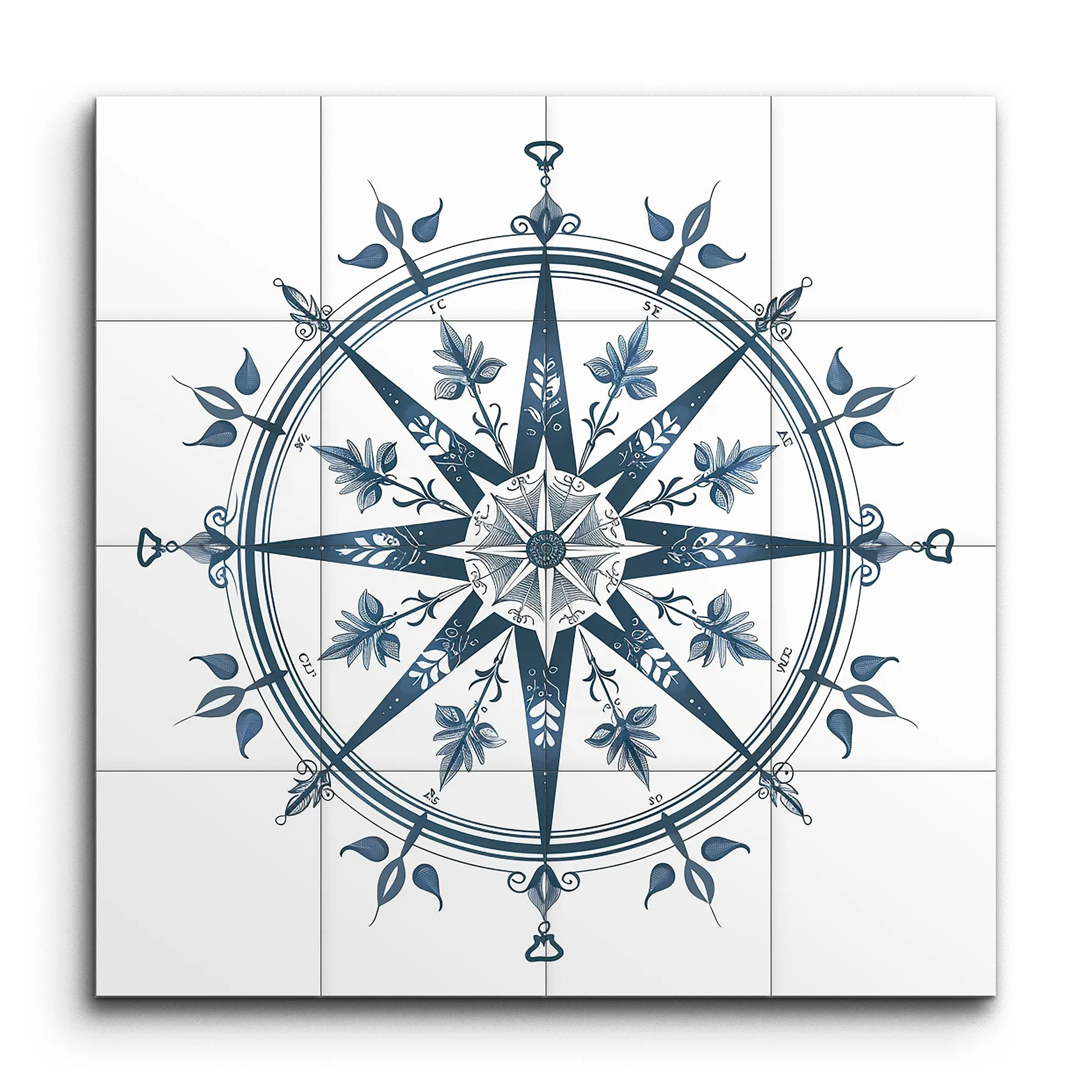 Nautical Compass Rose: Elegant Blue Art