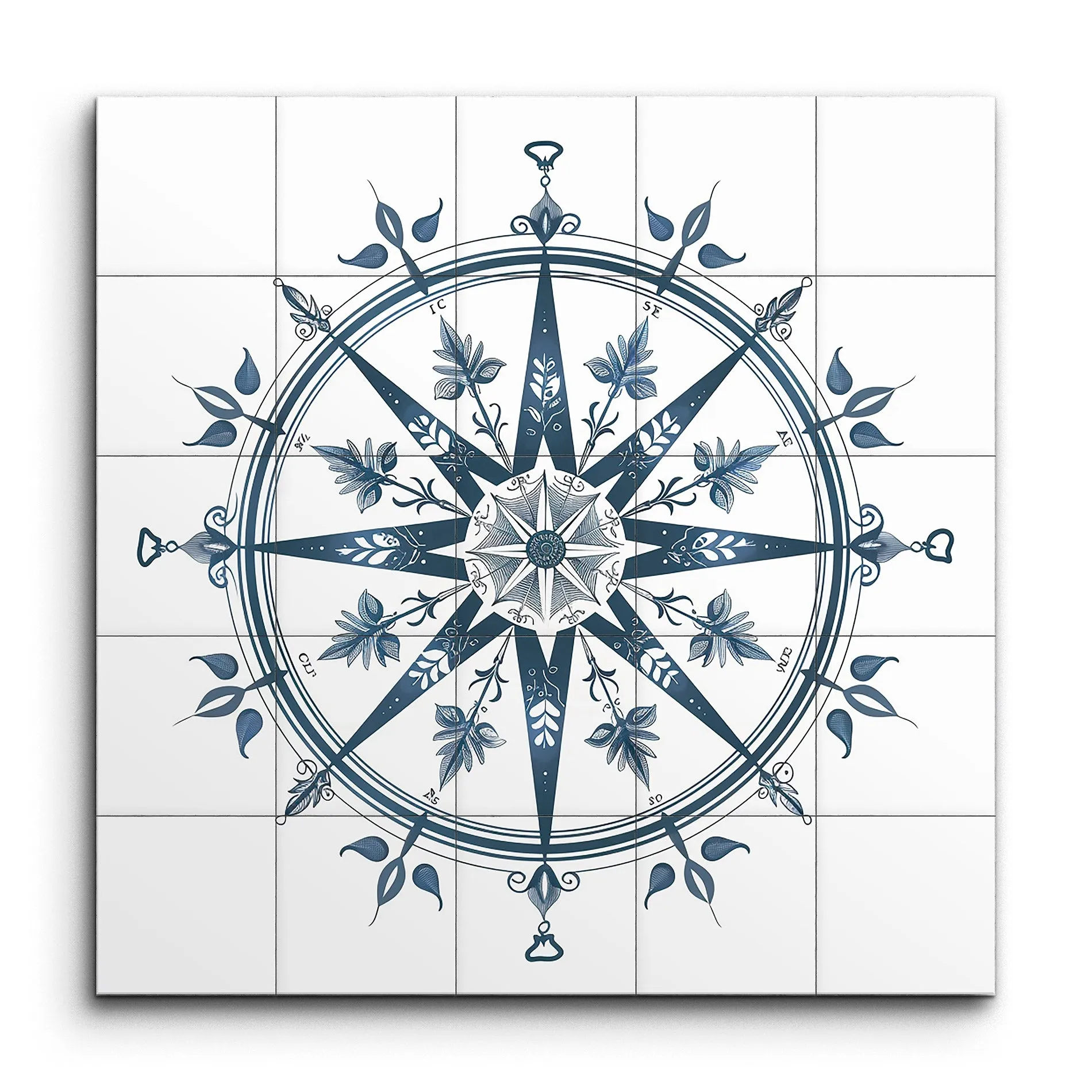 Nautical Compass Rose: Elegant Blue Art