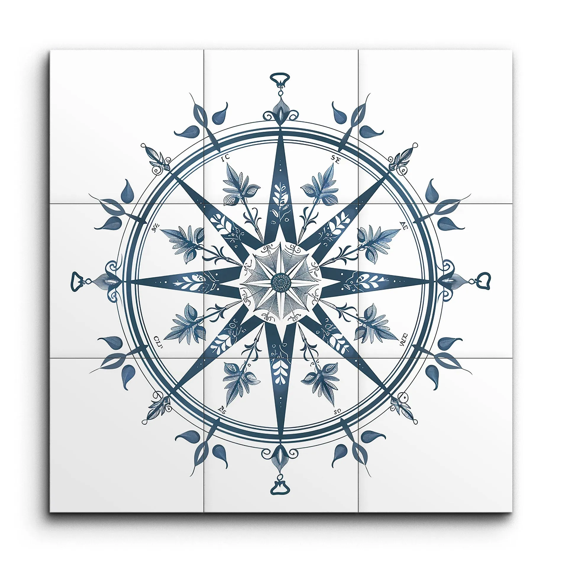 Nautical Compass Rose: Elegant Blue Art