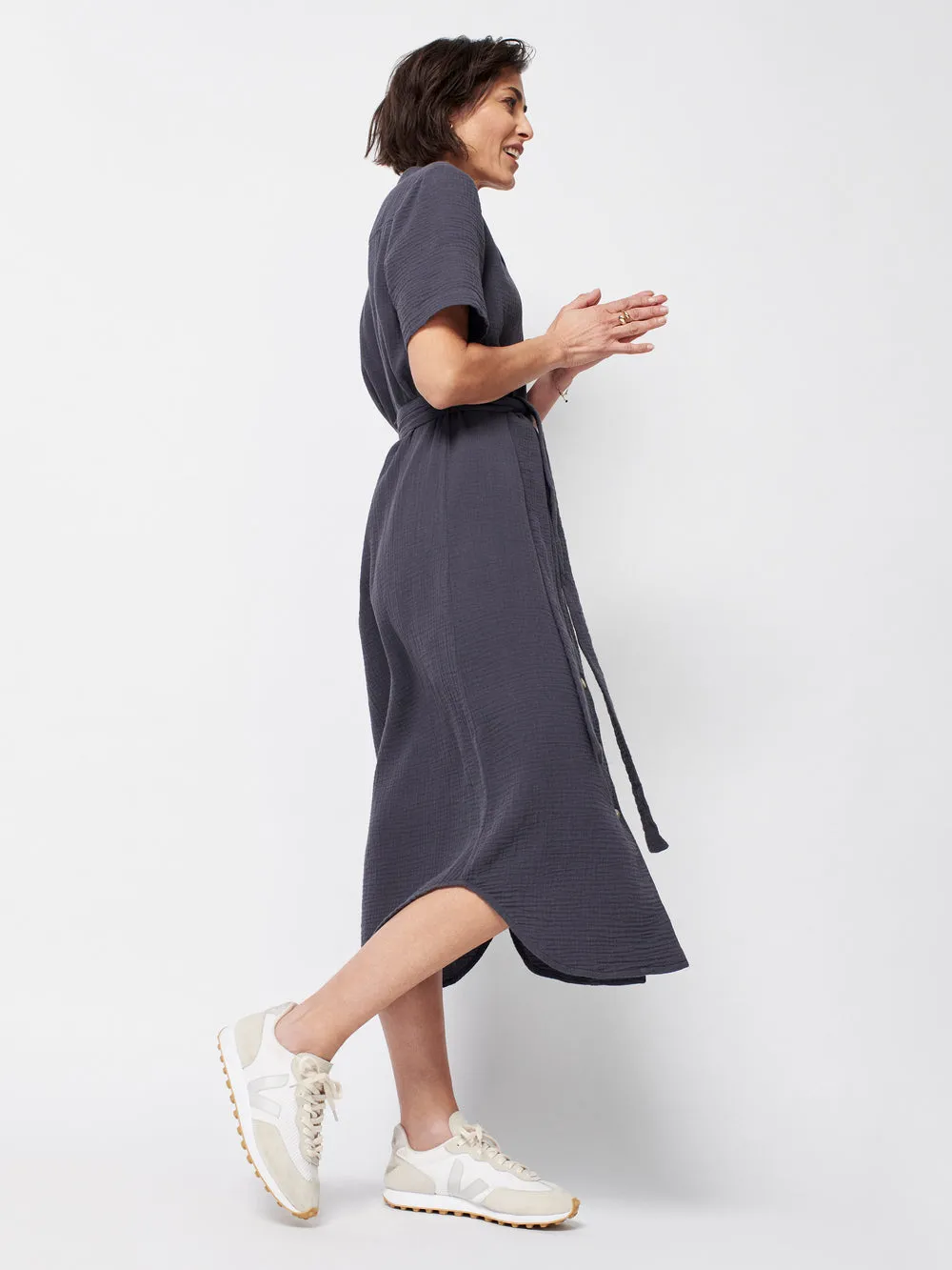 Nolita Dream Cotton Gauze Dress in Washed Black