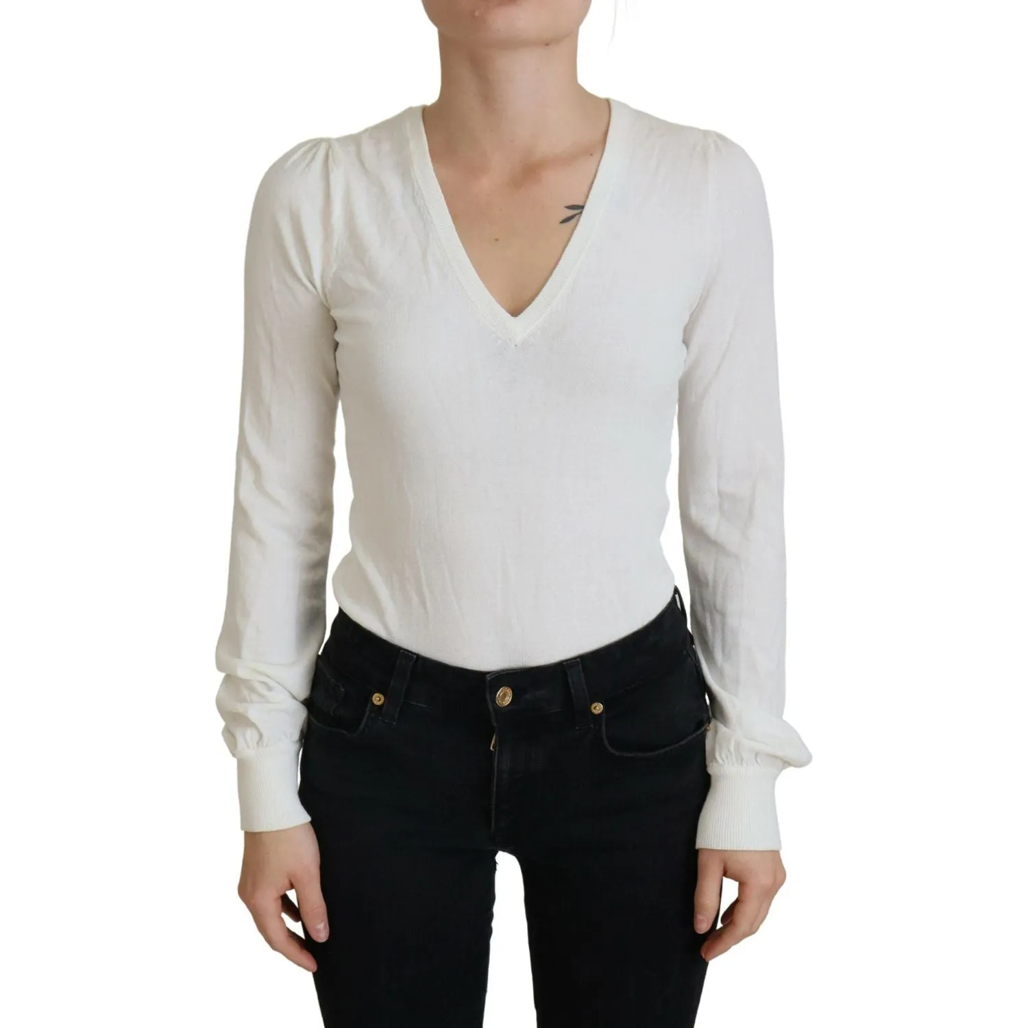 Patrizia Pepe Chic Ivory Casual Blouse