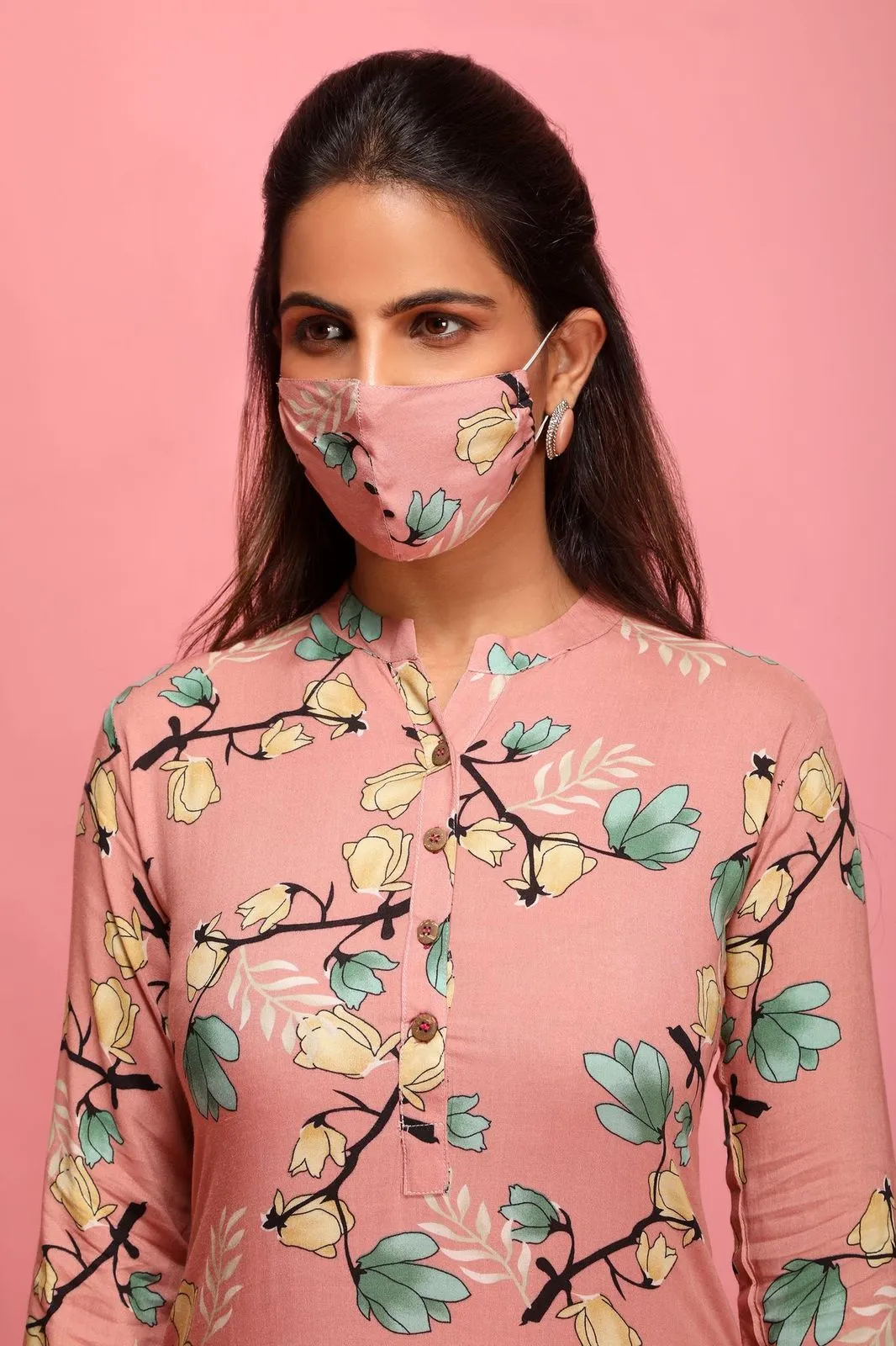 Pink Makes Everything Pretty - Straight kurta with mask